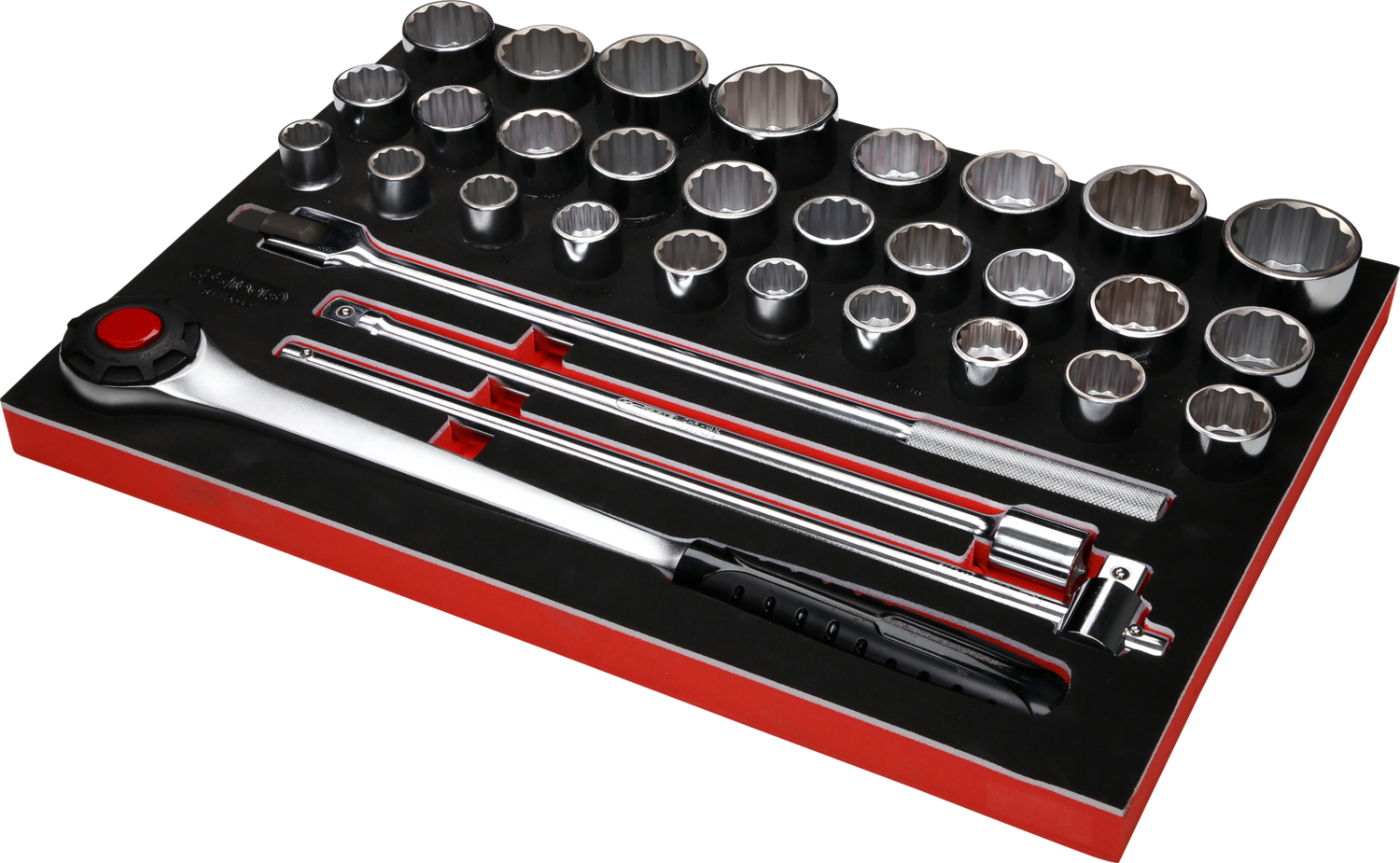 KS Tools 3-4'' Steckschlüssel-Satz in Schaumstoffeinlage, 32-tlg
