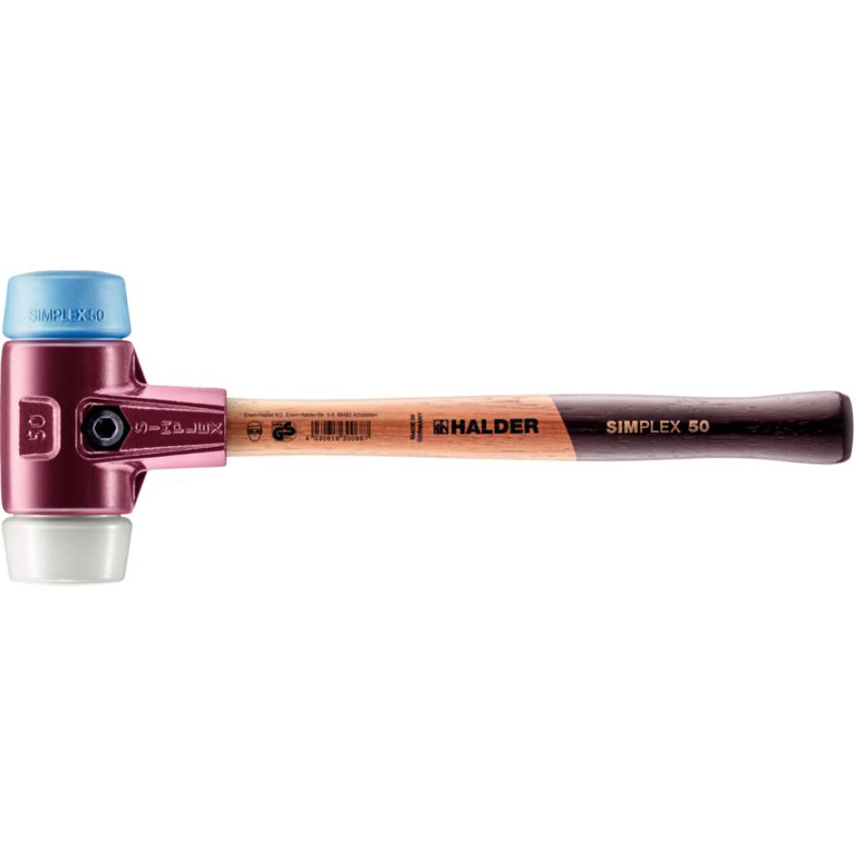 HALDER SIMPLEX - Schonhammer mit TE-Gehäuse und Holzstiel, Superplastik / TPE-soft