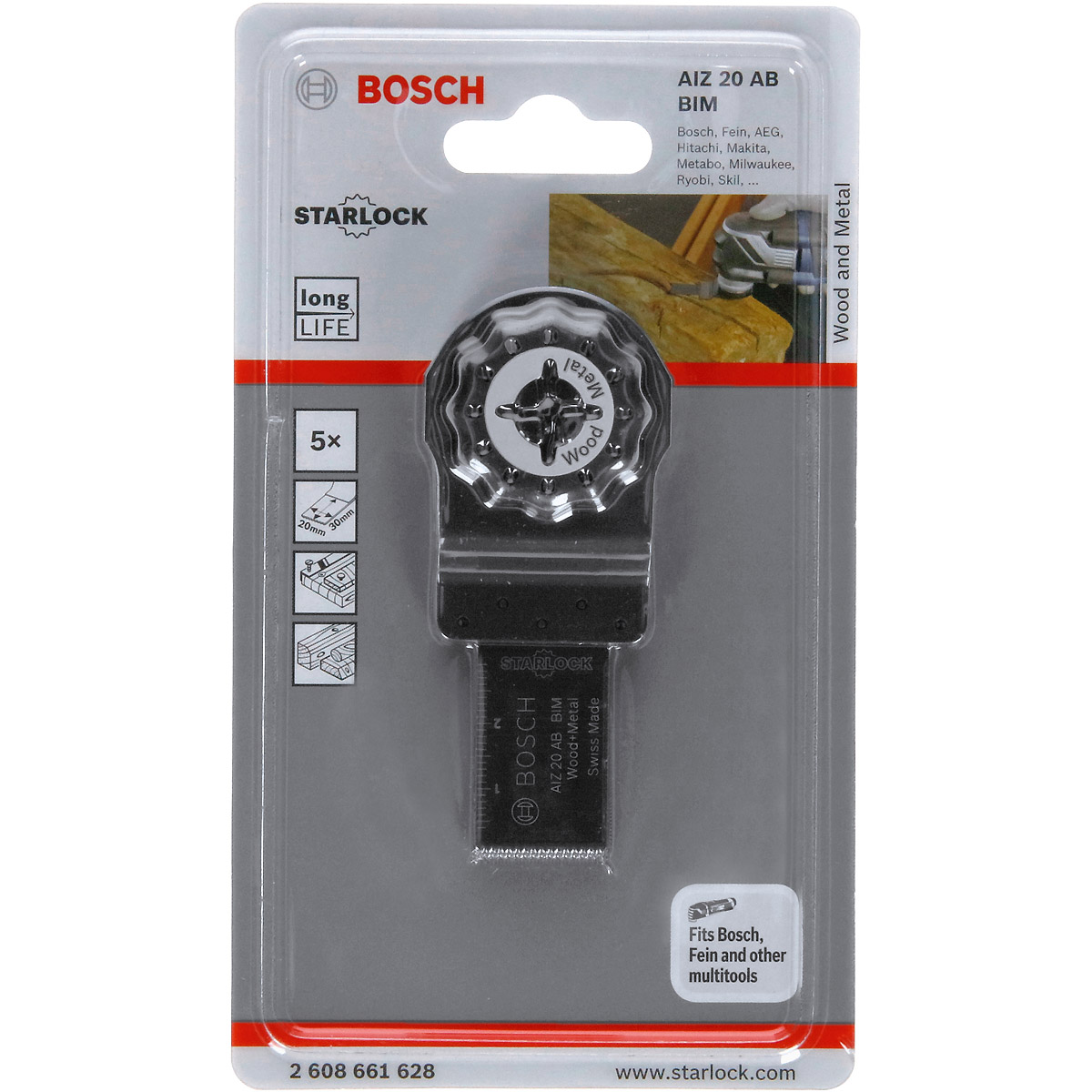 Bosch BIM Tauchsägeblatt AIZ 20 AB, Wood and Metal, 30 x 20 mm