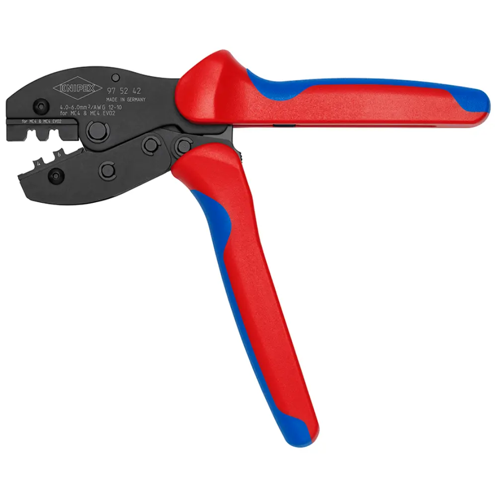 KNIPEX PreciForce Crimpzange für MC4-/MC4 EVO 2-Steckverbinder brüniert 220 mm