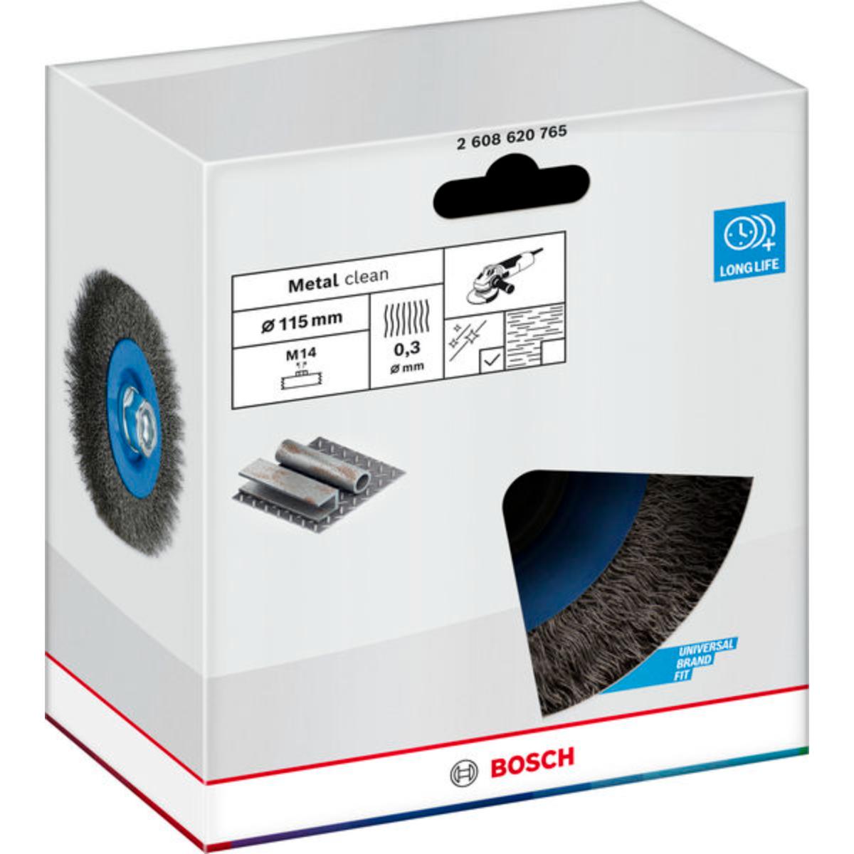 Bosch Metal clean Scheibenbürste, 115 x 0,3 mm, M14, gewellt