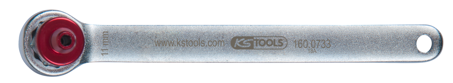 KS Tools Bremsen-Entlüftungsschlüssel, extra kurz, 11 mm, rot