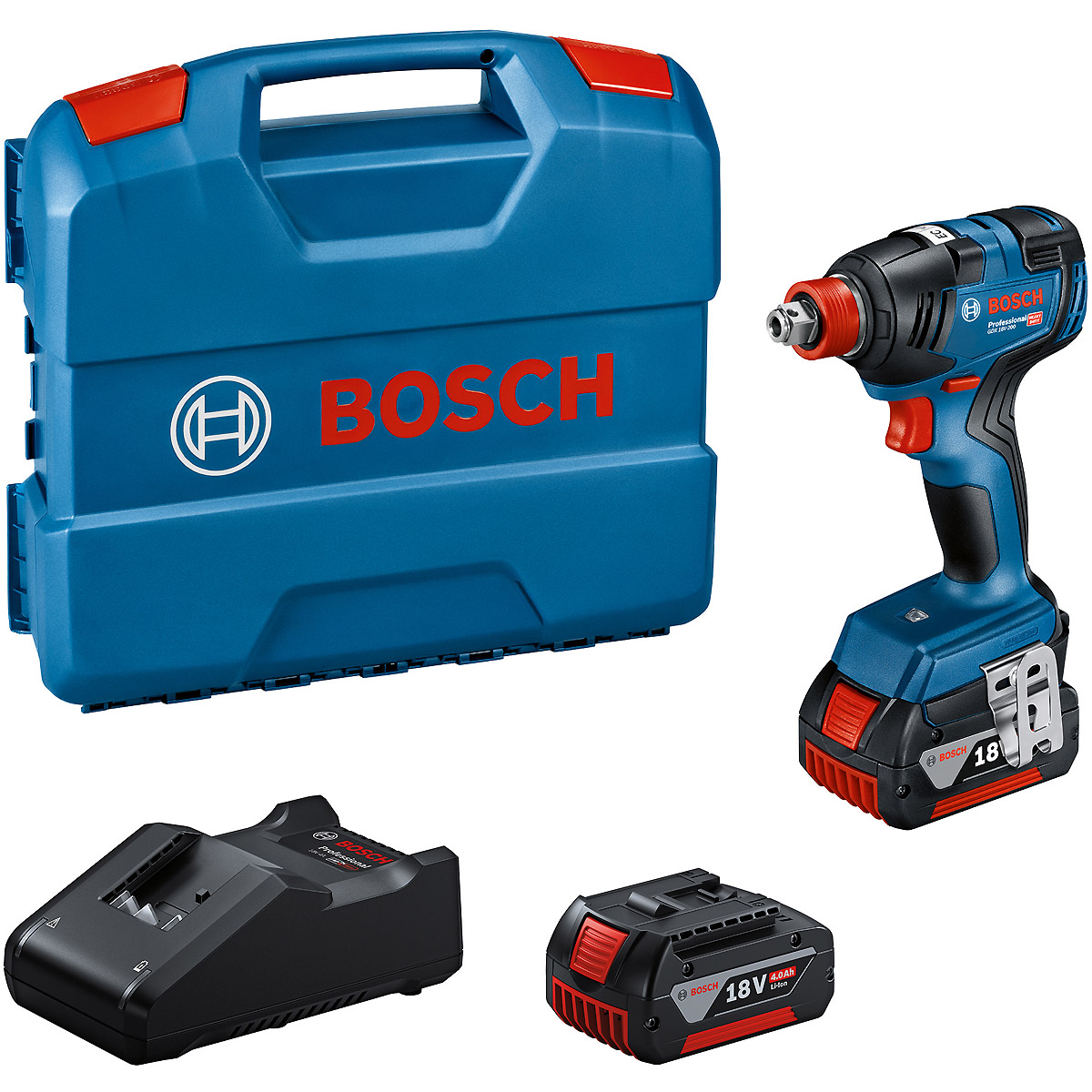 Bosch Akku-Drehschlagschrauber GDX 18V-200 mit 2x Akku GBA 18V 4.0Ah in L-Case