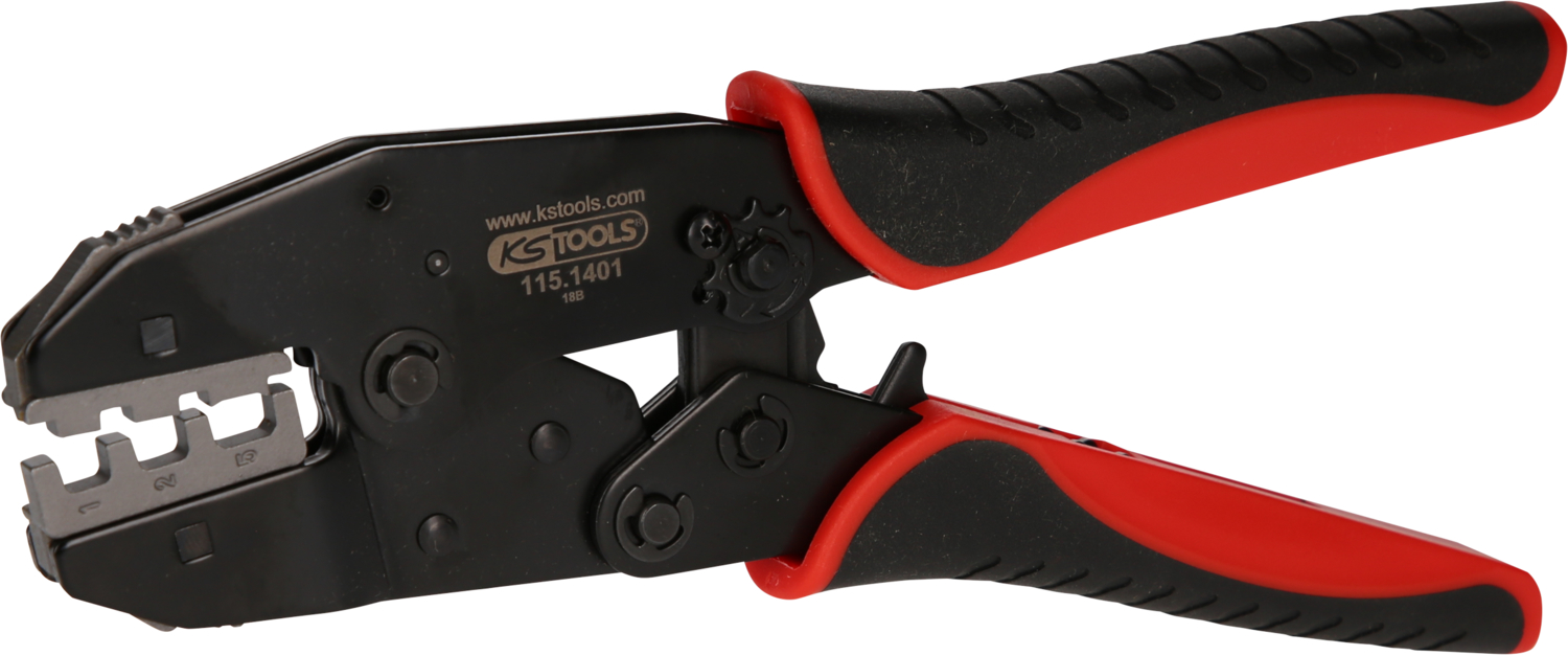 KS Tools Crimpzange für isolierte Kabelschuhe und Endverbinder mit Schrumpfschlauch