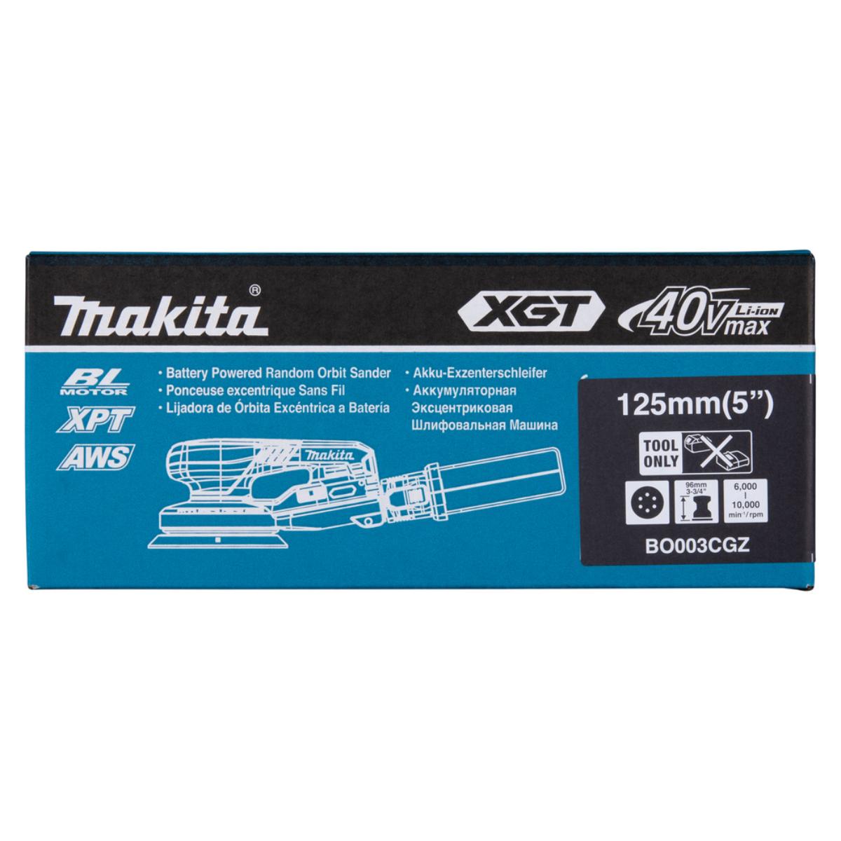 Makita Akku-Exzenterschleifer XGT - Connector - 125 mm Ø - 3,0 mm Hub - 1,6 m Kabel - BO003CGZ