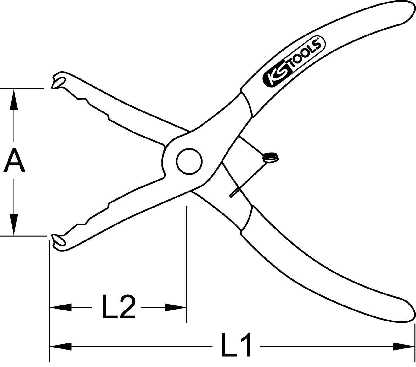 KS Tools Trim-Clip-Zange, Zangenende 35°, 190mm