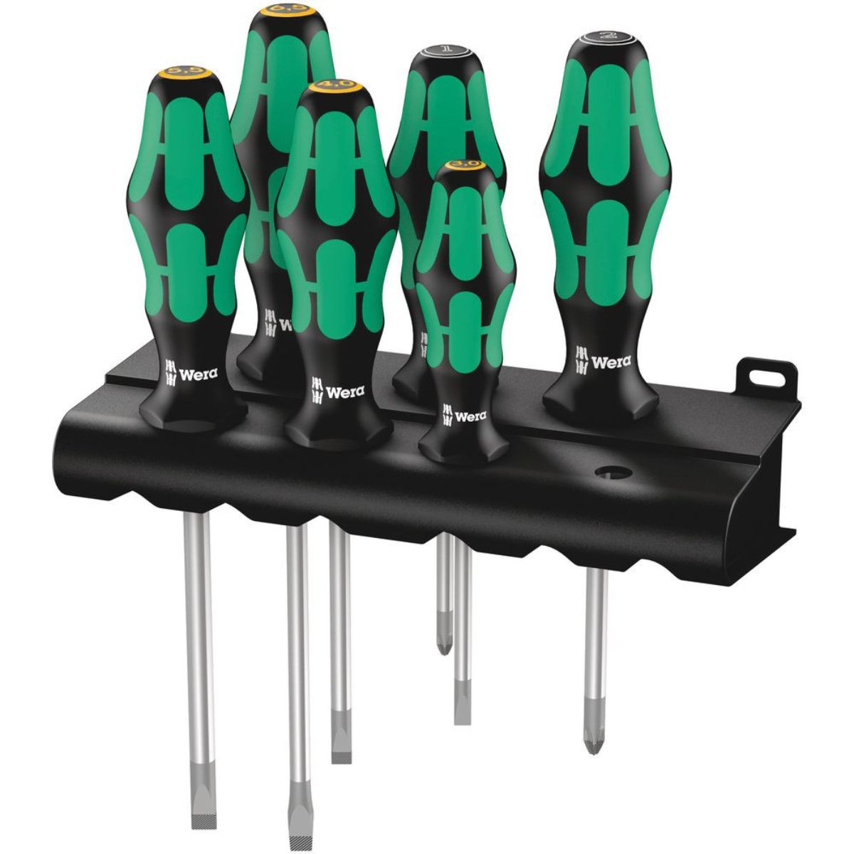 Wera 334/355/6 Rack Schraubendrehersatz Kraftform Plus Lasertip + Rack, 6-teilig