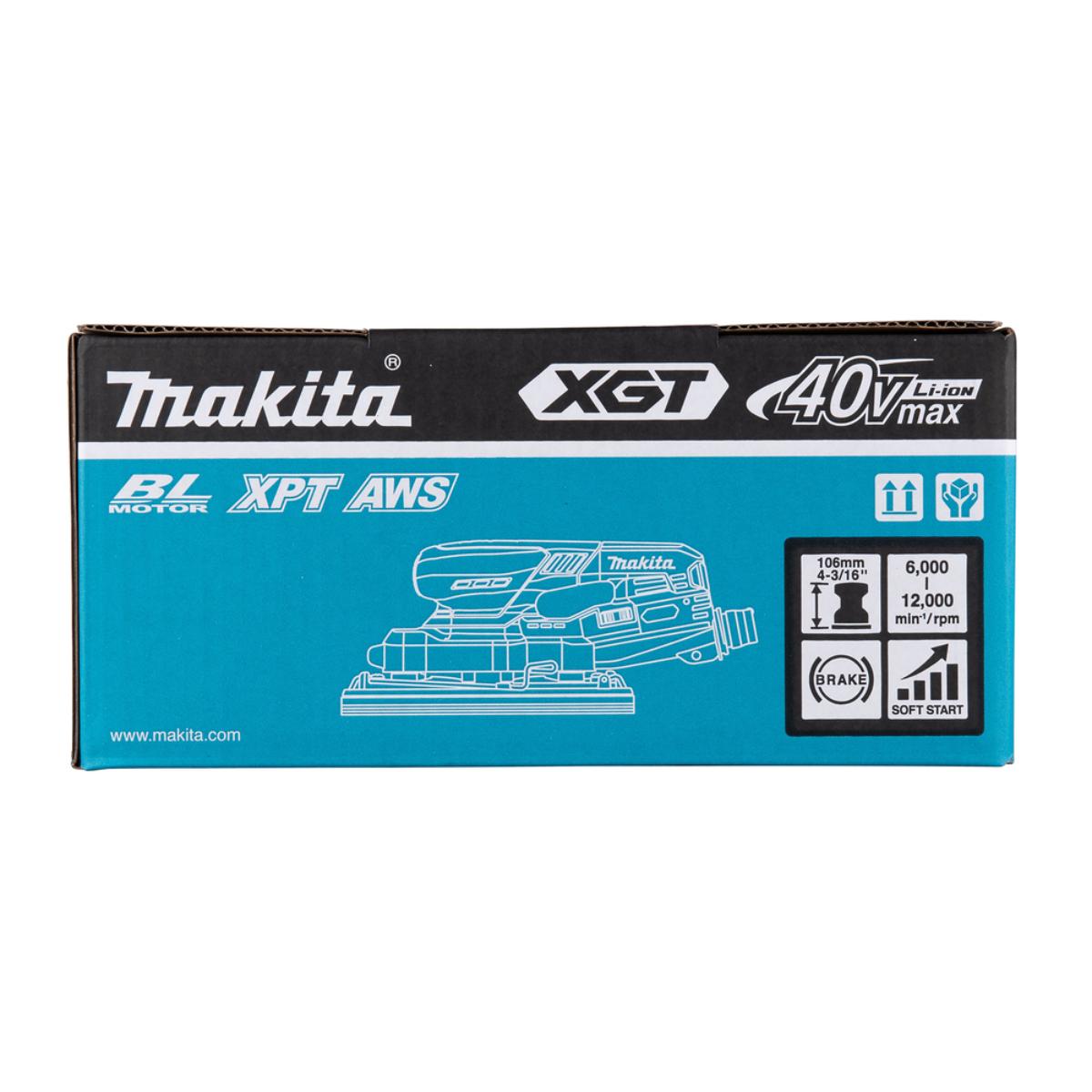 Makita Akku-Schwingschleifer XGT, Connector, 93x185 mm, 6.000 - 12.000 min(-1), 2,0 mm Hub, 1,6 m Kabel