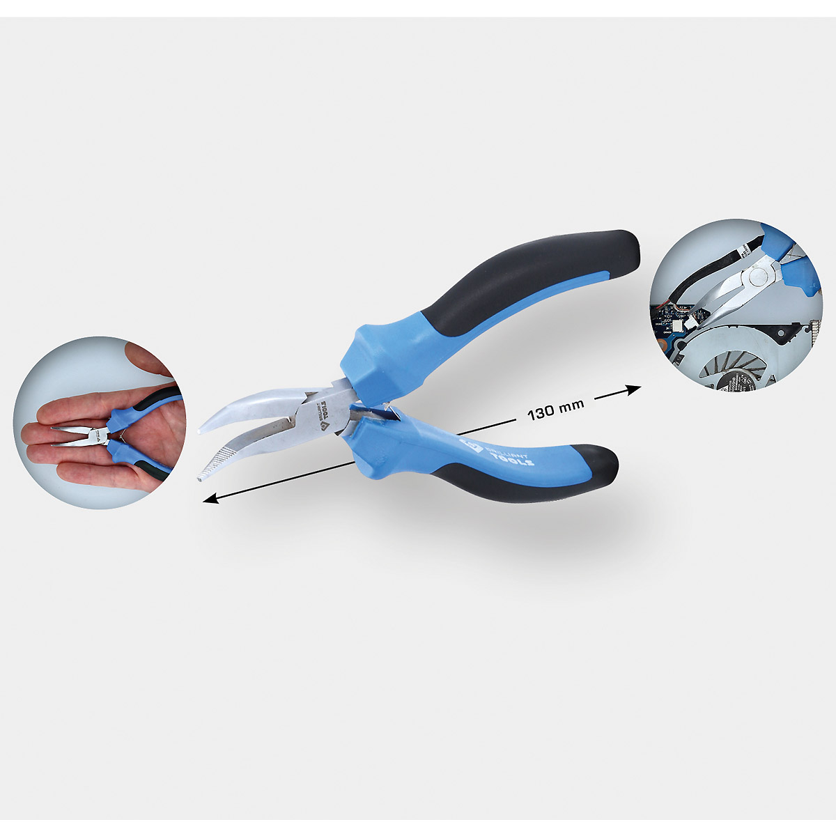 Brilliant Tools Feinmechanik-Flachrundzange, gebogen