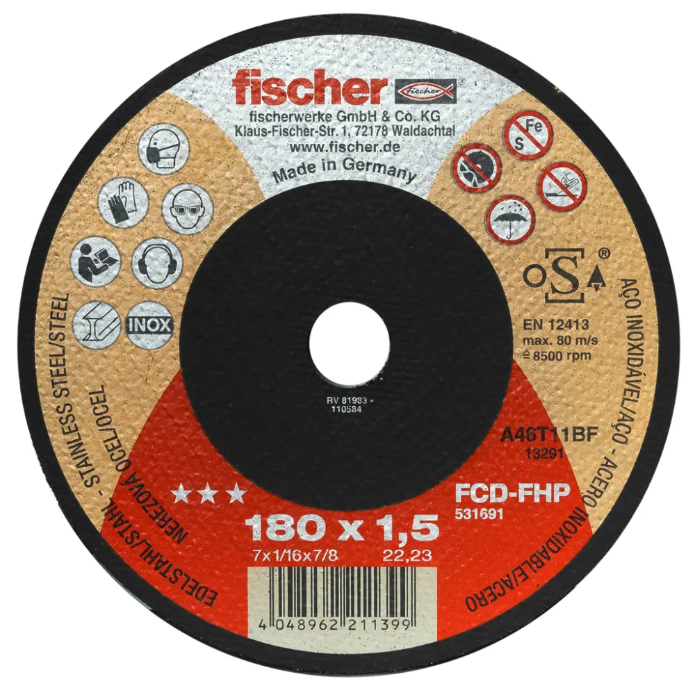 Fischer Trennscheibe FHP plus 1,5/180 flach Inox
