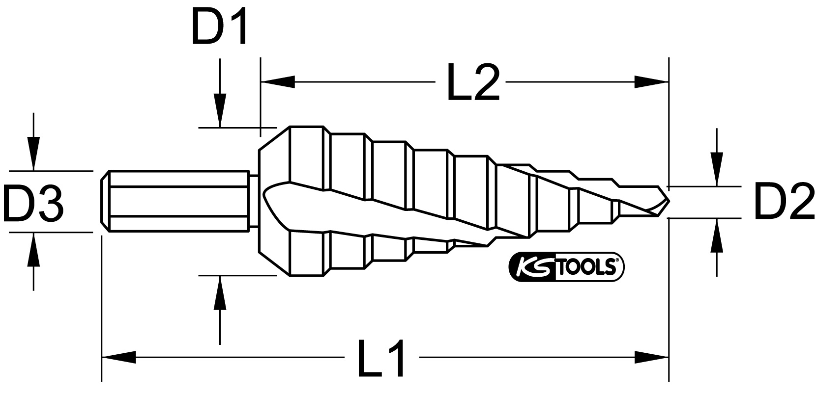 KS Tools HSS Co 5 Stufenbohrer