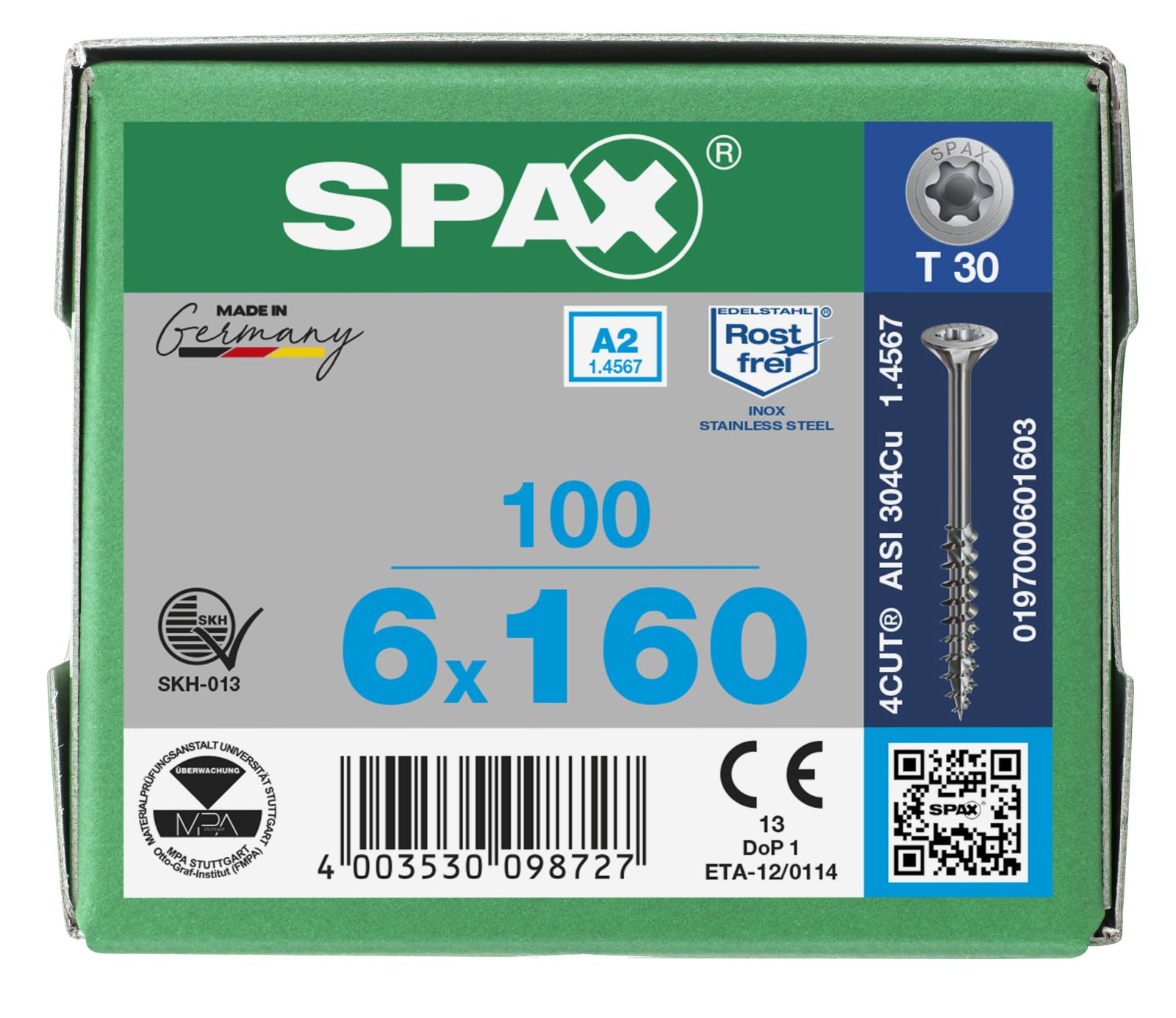 SPAX A2 Senkmultikopf T-Star Plus T30 Teilgewinde 4Cut, 100 Stück