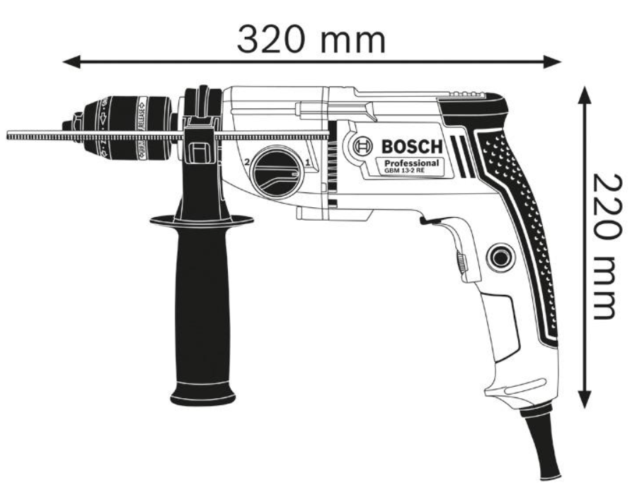 Bosch Bohrmaschine GBM 13-2 RE, mit hochpräzisem Schnellspannbohrfutter 1,5 - 13 mm