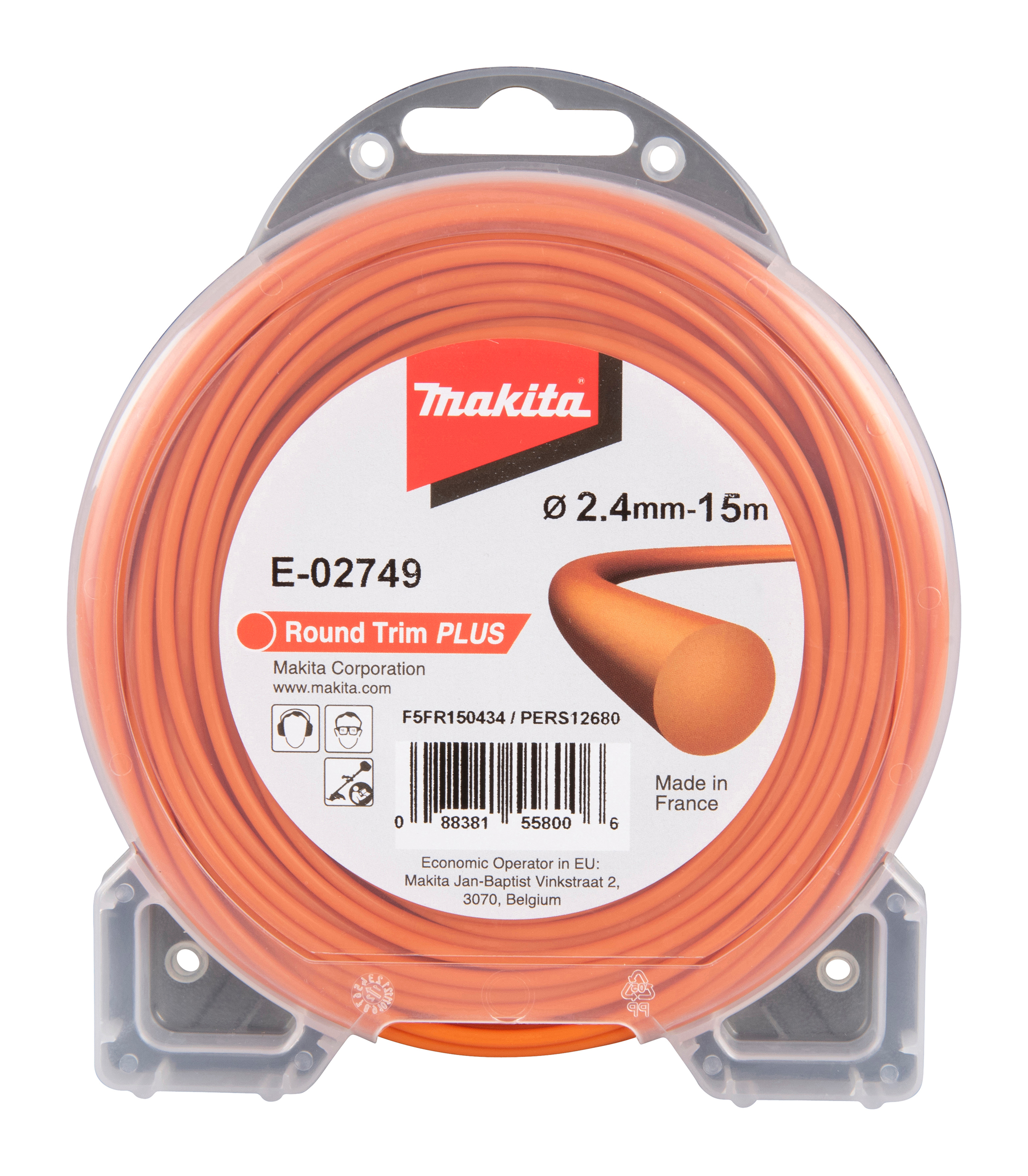 Makita Mähfaden rund, 2,4 mm x 15 m - E-02749