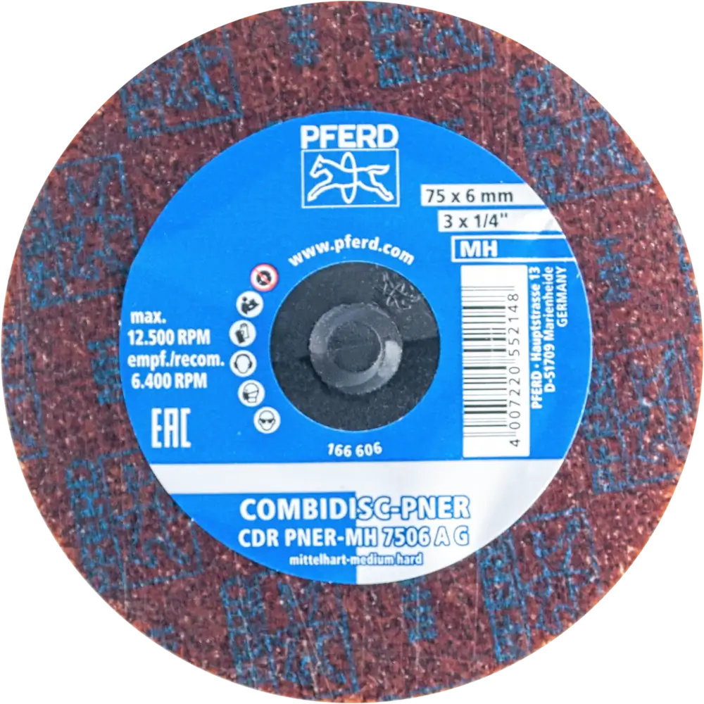 PFERD TOOLS COMBIDISC verpresste Vliesronde CDR PNER Ø 75mm Mittelhart A Grob für Finish 