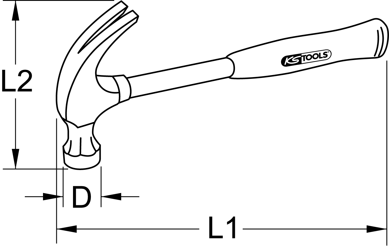 KS Tools Klauenhammer, amerikanische Form, 600g