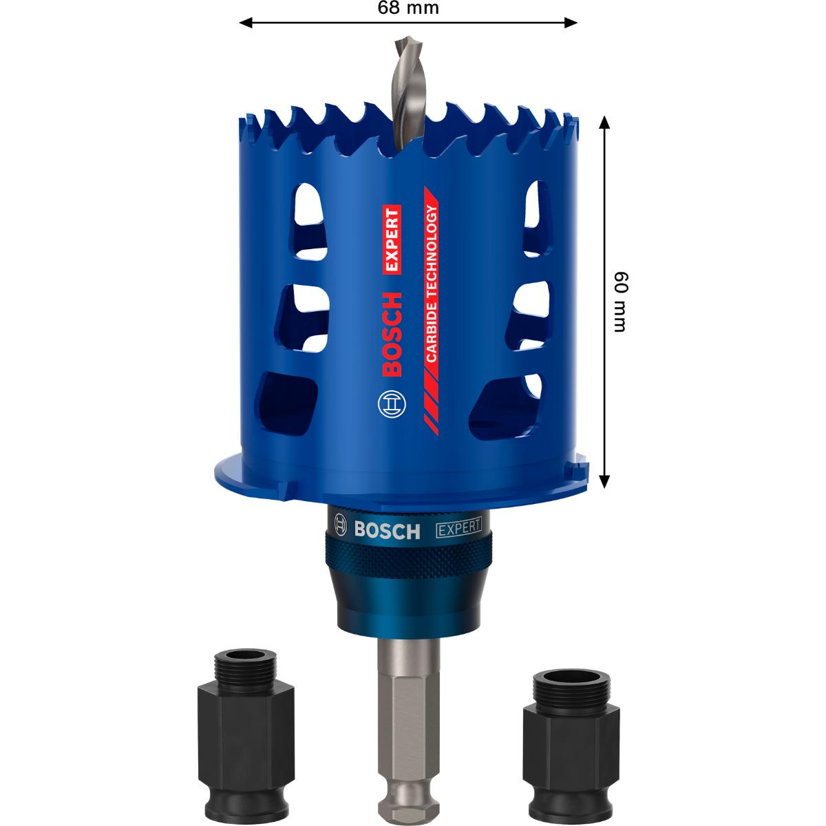 Bosch EXPERT Multi Material Kegelsenker PC Plus Lochsäge, 68 x 60 mm, Starter-Kit