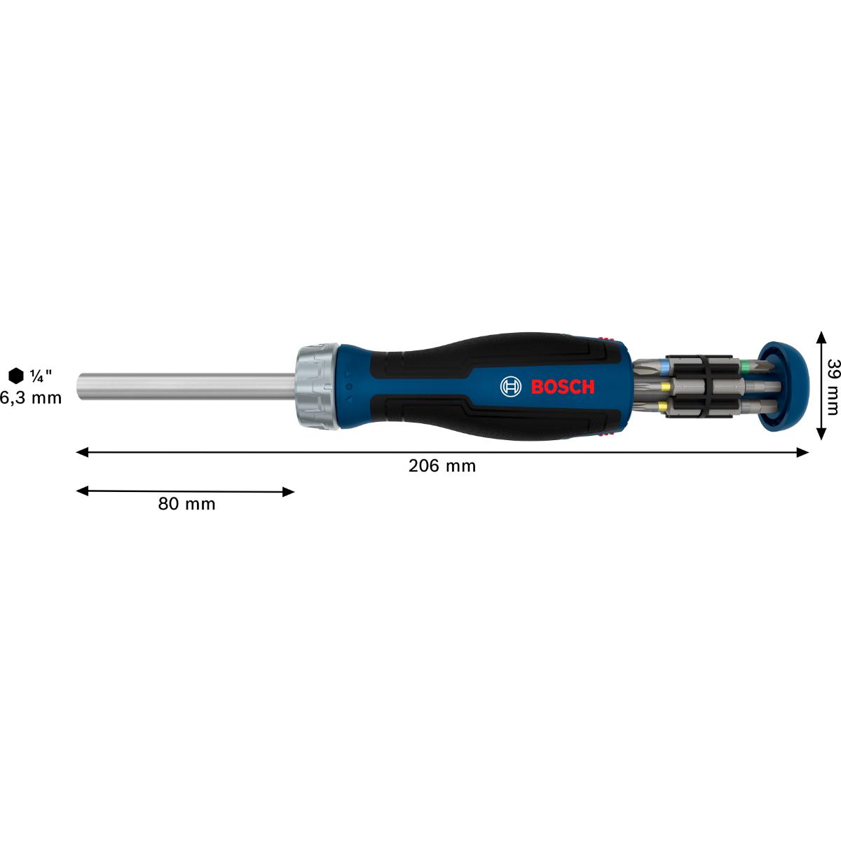Bosch Bit-Ratschenschraubendreher mit Magazin, 12 Bits