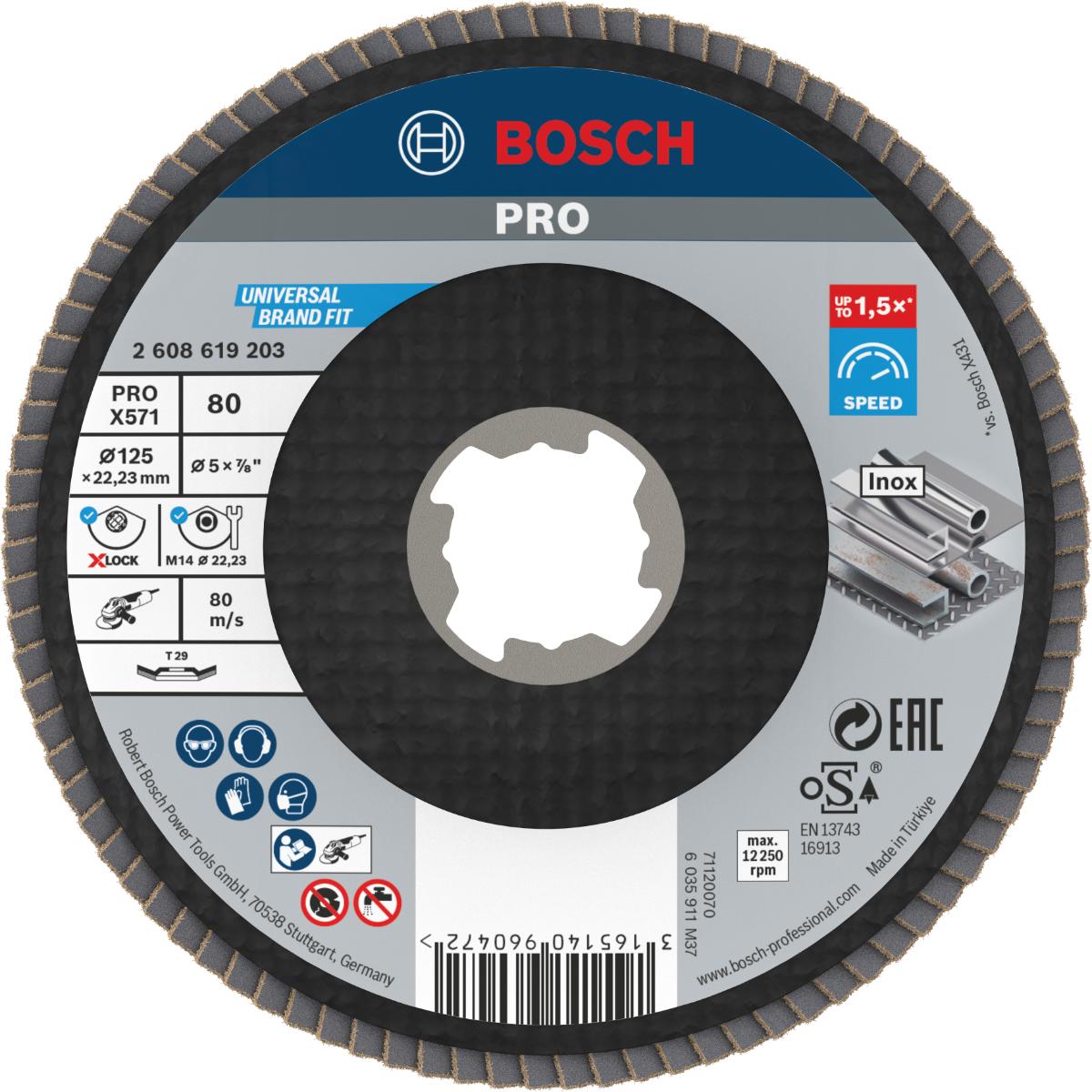 Bosch PRO Fächerschleifscheibe X571 Best for Metal, gewinkelt, Fiber