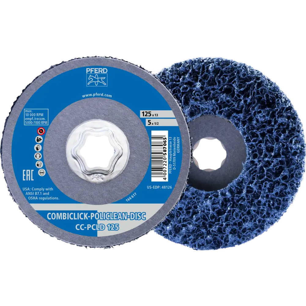 PFERD TOOLS COMBICLICK POLICLEAN PLUS Reinigungsvlies Ø 125x13 mm für grobe Reinigungsarbeiten