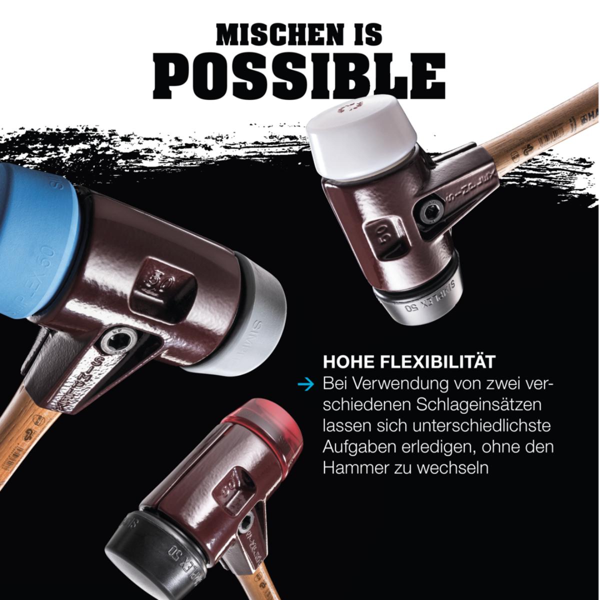 HALDER SIMPLEX - Schonhammer mit TE-Gehäuse und Holzstiel, Superplastik / TPE-soft