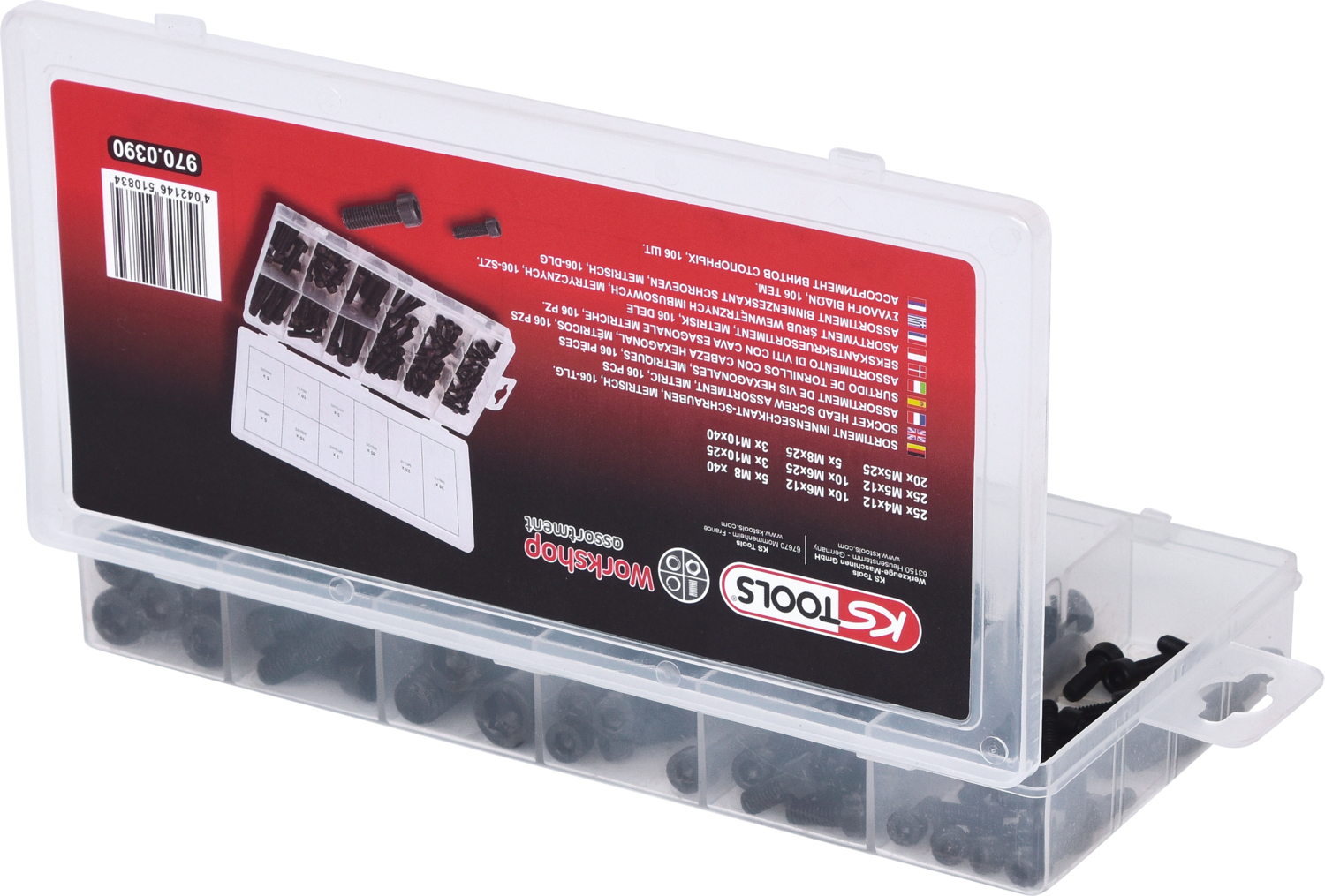 KS Tools Sortiment Innensechskant-Schrauben, metrisch, 106-tlg