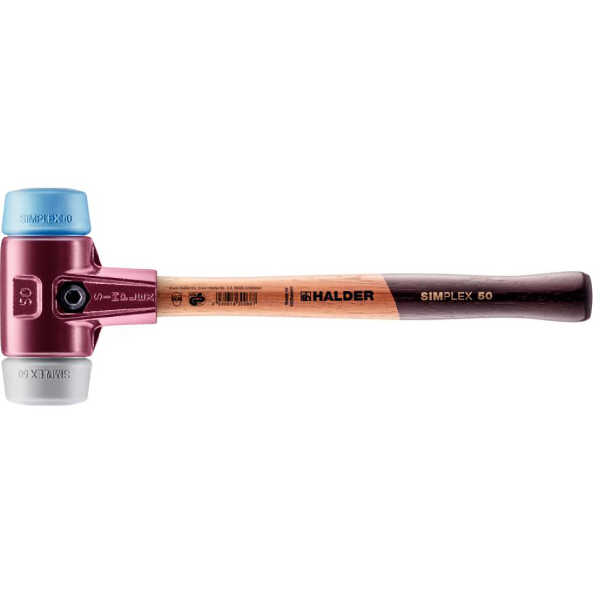 HALDER SIMPLEX - Schonhammer mit TE-Gehäuse und Holzstiel, TPE-mid / TPE-soft
