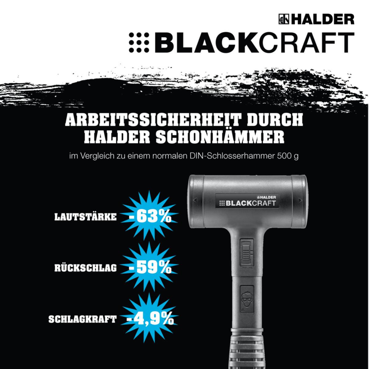 HALDER BLACKCRAFT - Schonhammer mit bruchsicherem Stahlrohrstiel, ergonomisch und rutschsicher