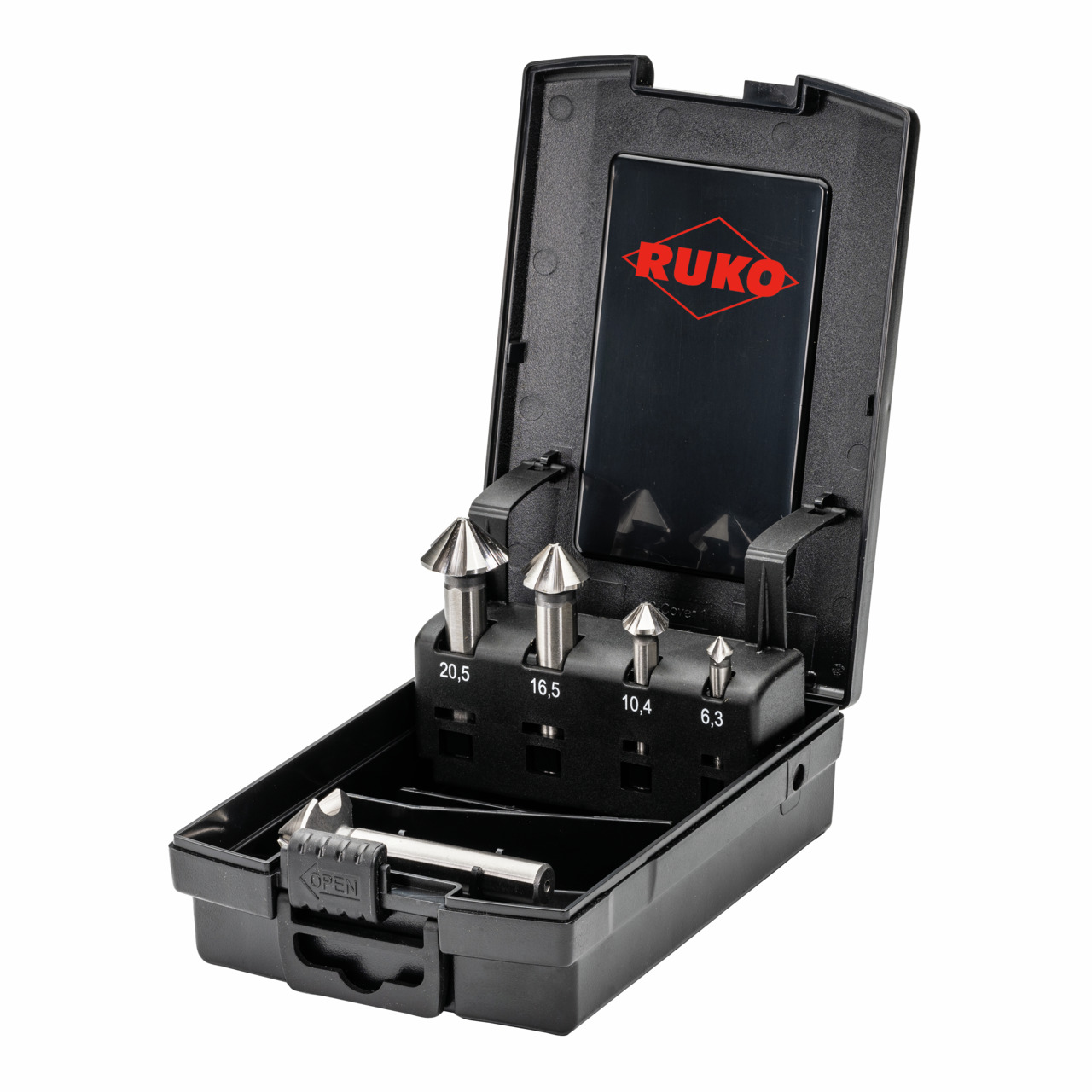 RUKO ULTIMATECUT Kegelsenker 4S BOOST, HSS-Co 5, ähnlich DIN 335, 90°, 3-Flächenschaft - 5-tlg.