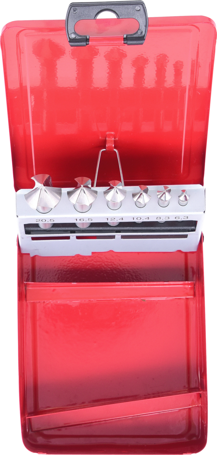 KS Tools HSS Kegel- und Entgratsenker-Satz, Stahlblechkassette 6-tlg