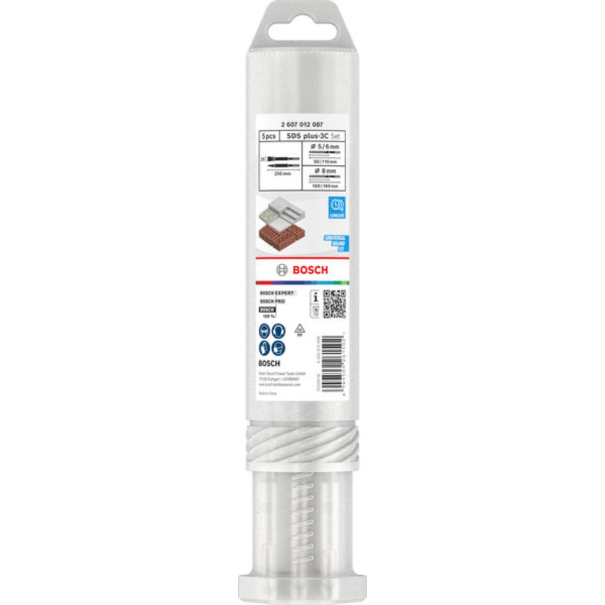 Bosch SDS plus-3C Meißel- und Bohrer, D 5/6/8 mm, 5-teilg für Bohrhämmer