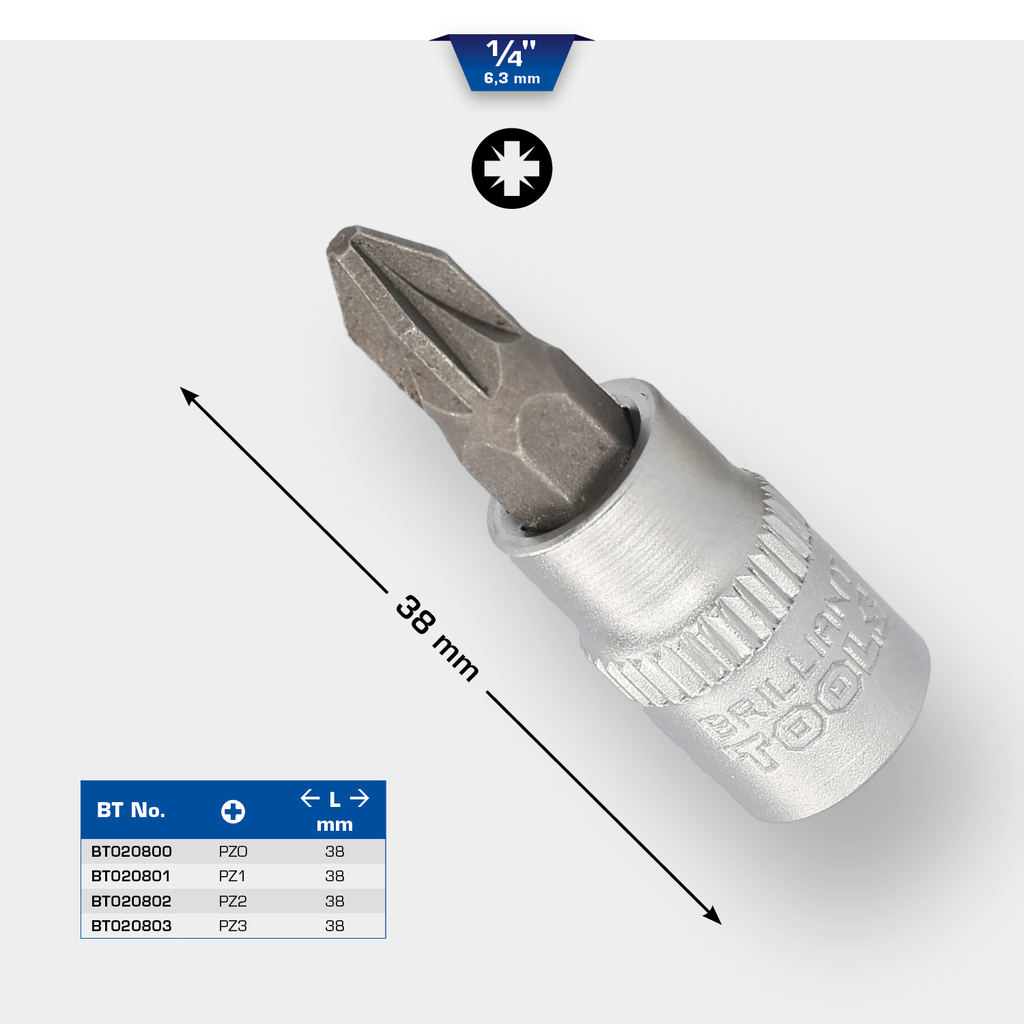 Brilliant Tools 1/4" PZ Kreuzschlitz Bit-Stecknuss
