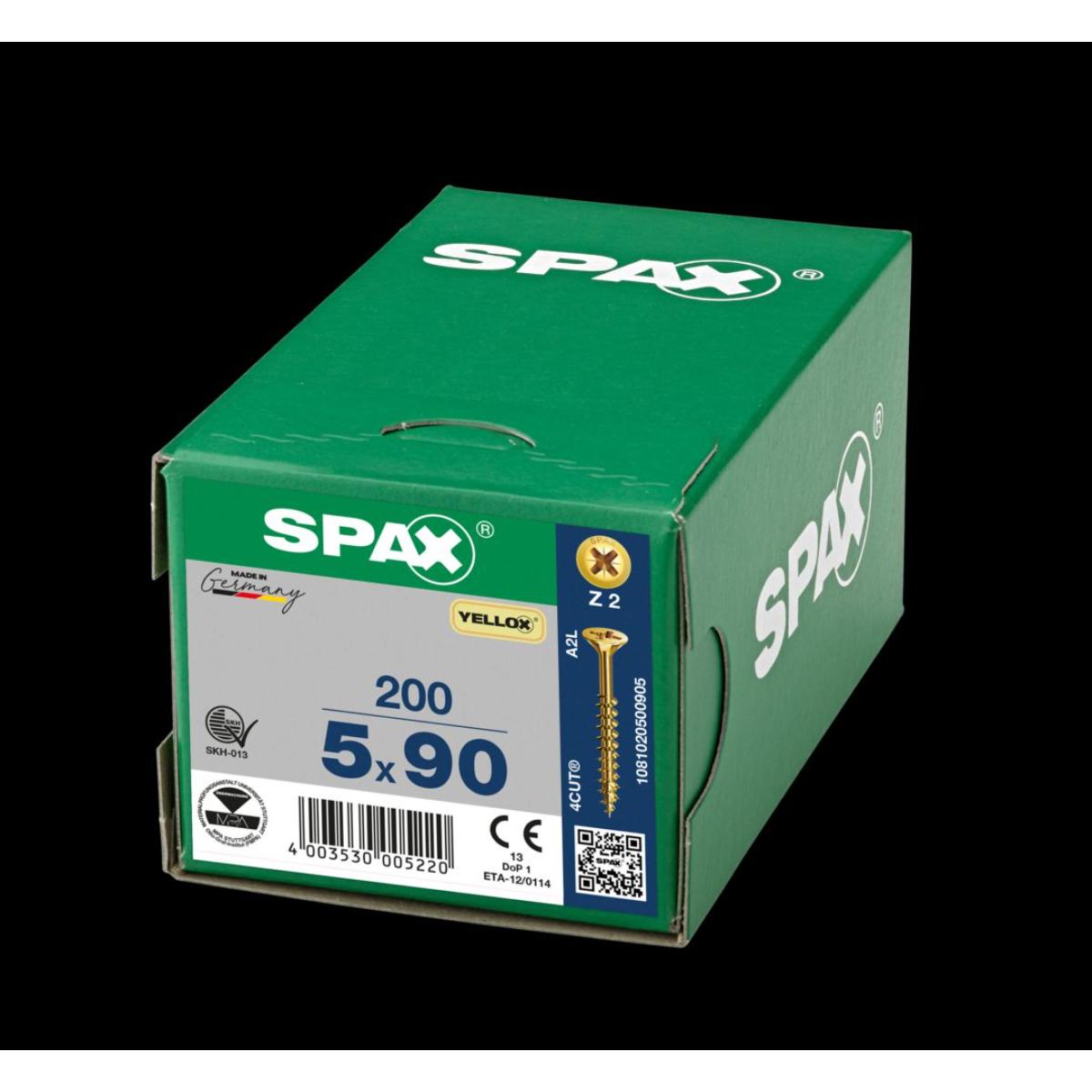 SPAX Senkmultikopf Kreuzschlitz Z2 Teilgewinde YELLOX, 200 Stück