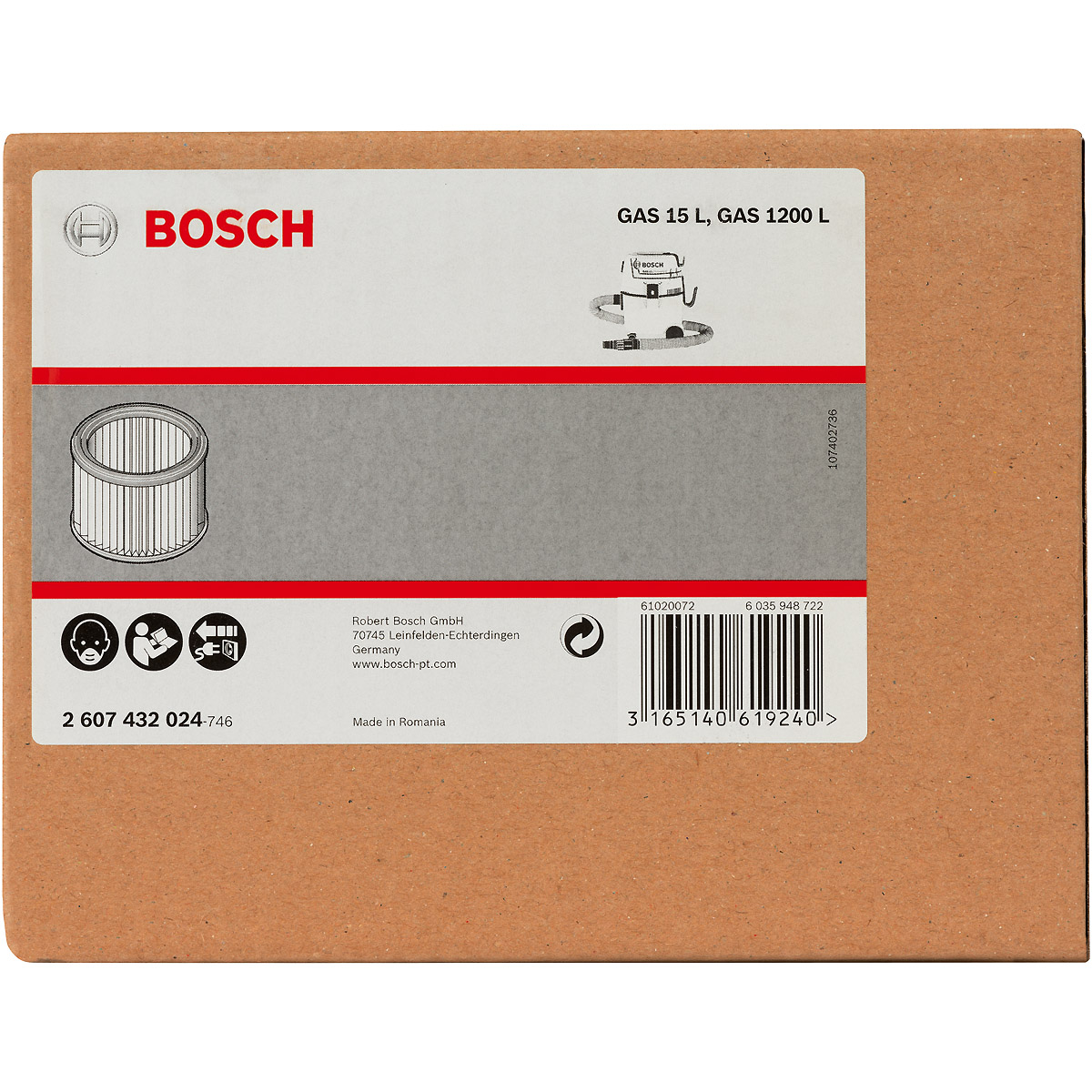 Bosch Faltenfilter, 139 x 185mm , Zubehör für GAS 15 L