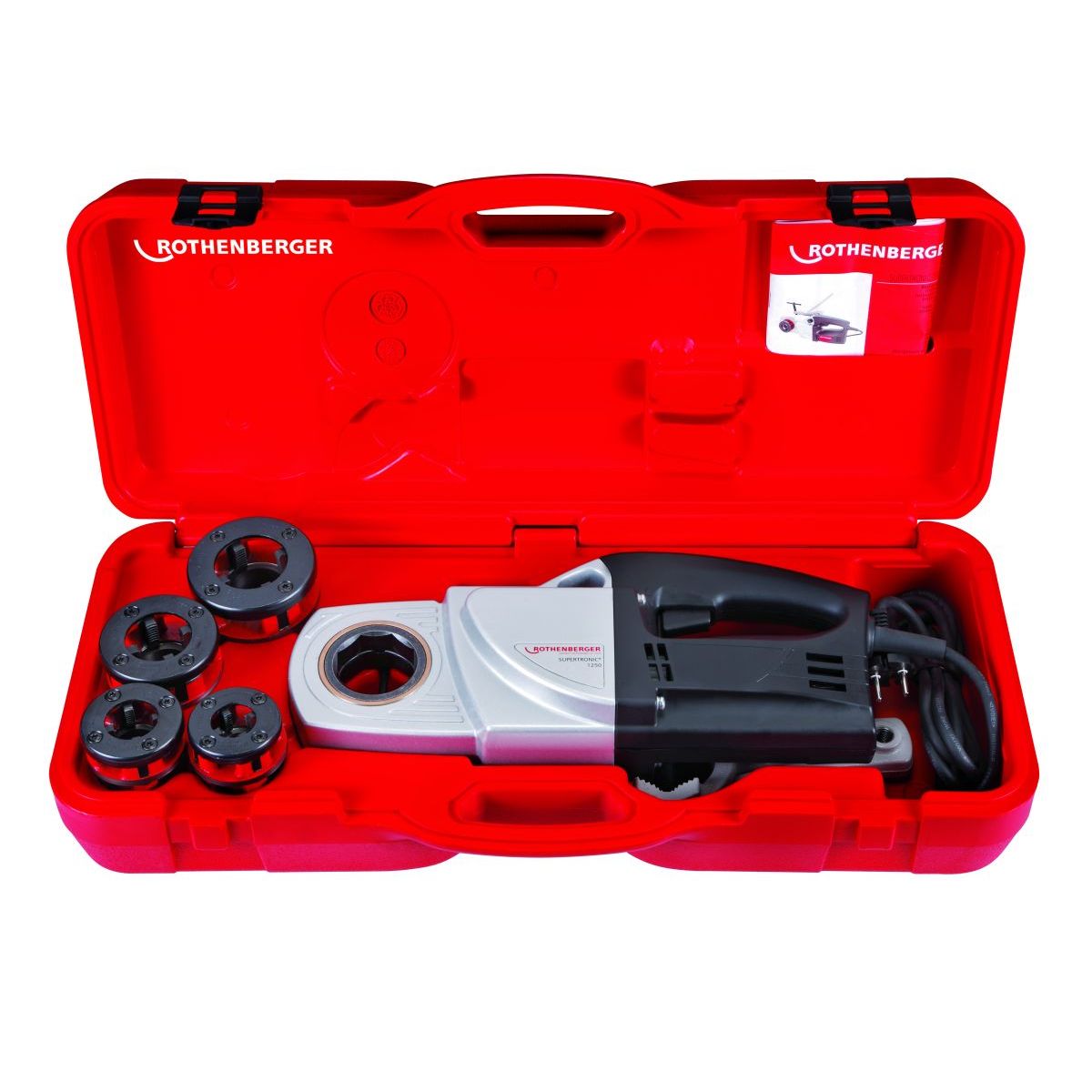 Rothenberger SUPERTRONIC 1250-Set, Gewindeschneidmaschine,BSPT 1/2"-1.1/4", 230V mit Gegenhalter