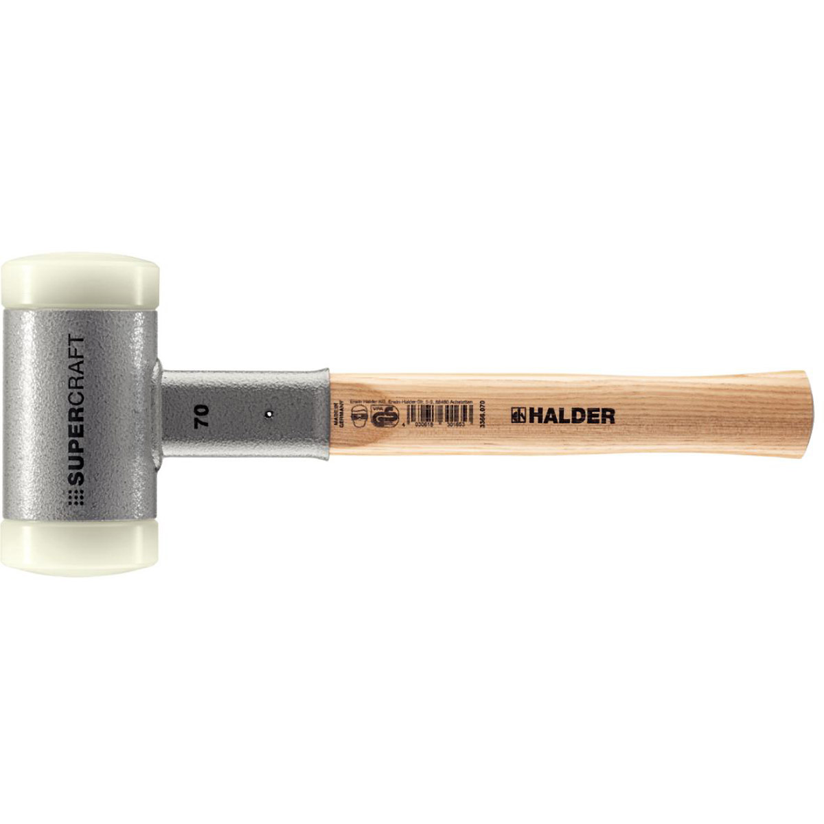 HALDER SUPERCRAFT - Schonhammer rückschlagfrei mit Hickorystiel, Nylon