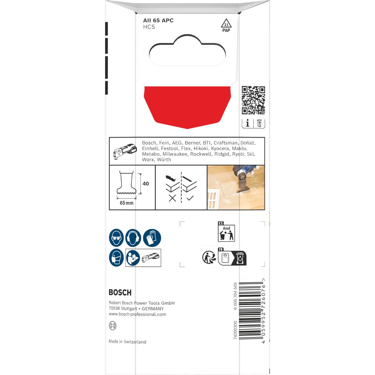 Bosch AII 65 APC Holz Tauchsägeblatt, Starlock, 65 x 40 mm, 5-Stück
