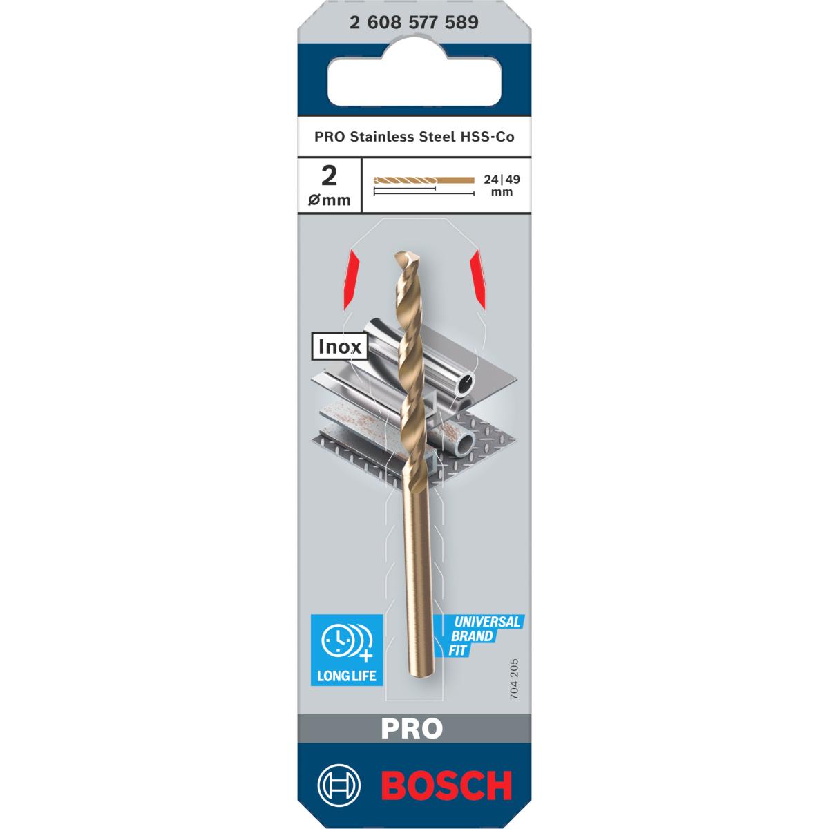Bosch PRO Stainless Steel HSS-Co Spiralbohrer, 2 x 24 x 49 mm