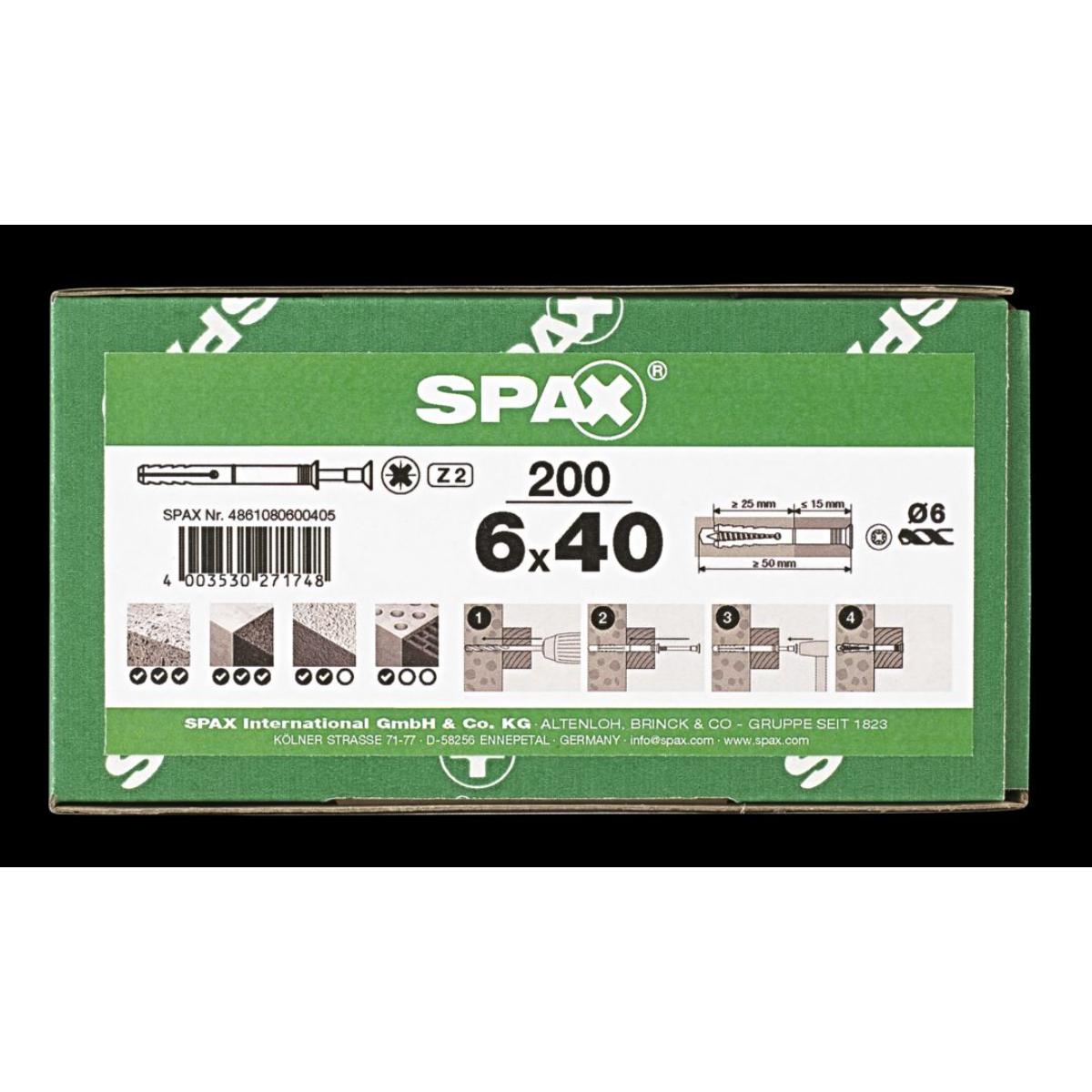 SPAX Nagelduebel Senkkopf Z2, 200 Stück