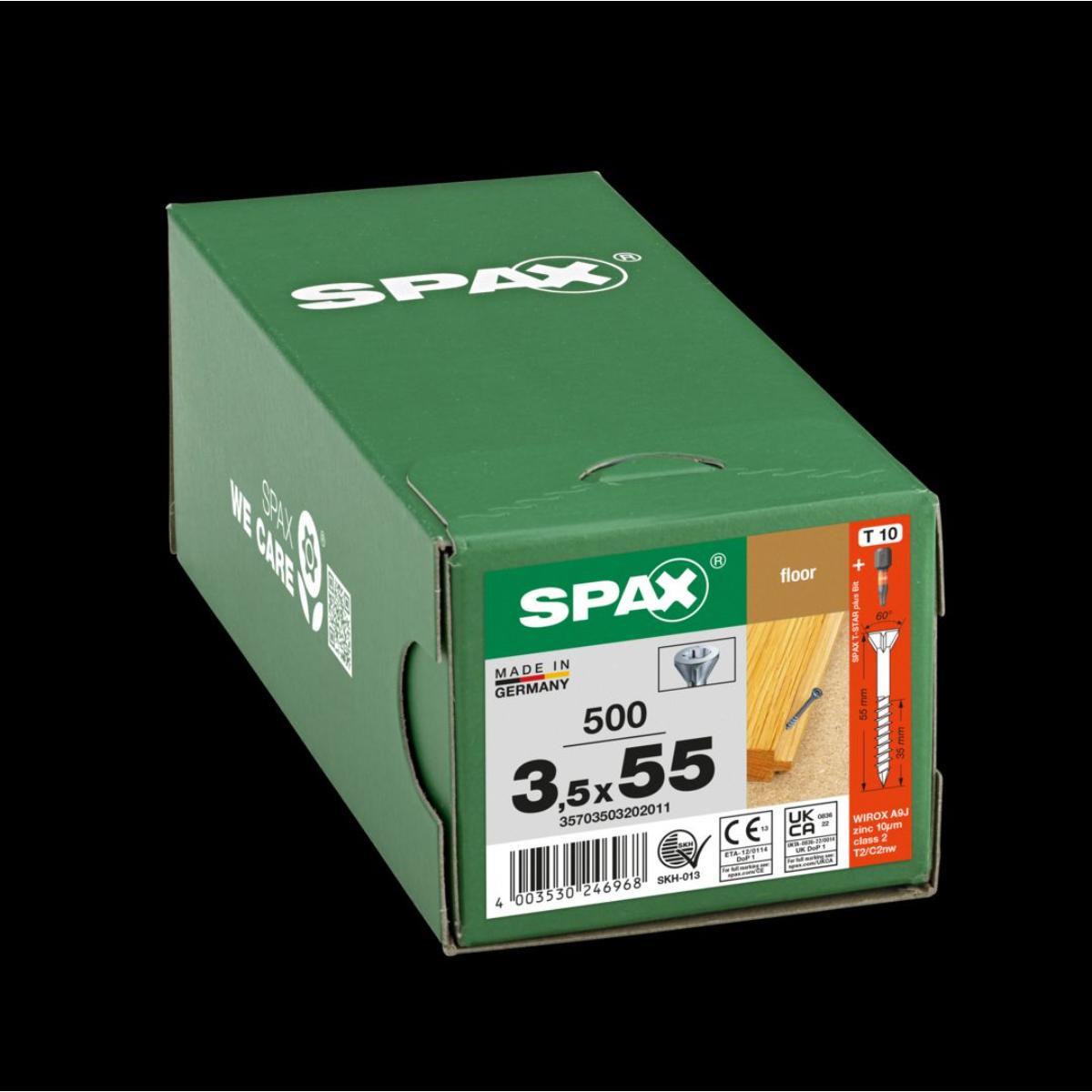SPAX-S Dielenschraube Senkkopf Fräsrippen T-Star Plus T10 Teilgewinde Cut WIROX, 500 Stück+Bit