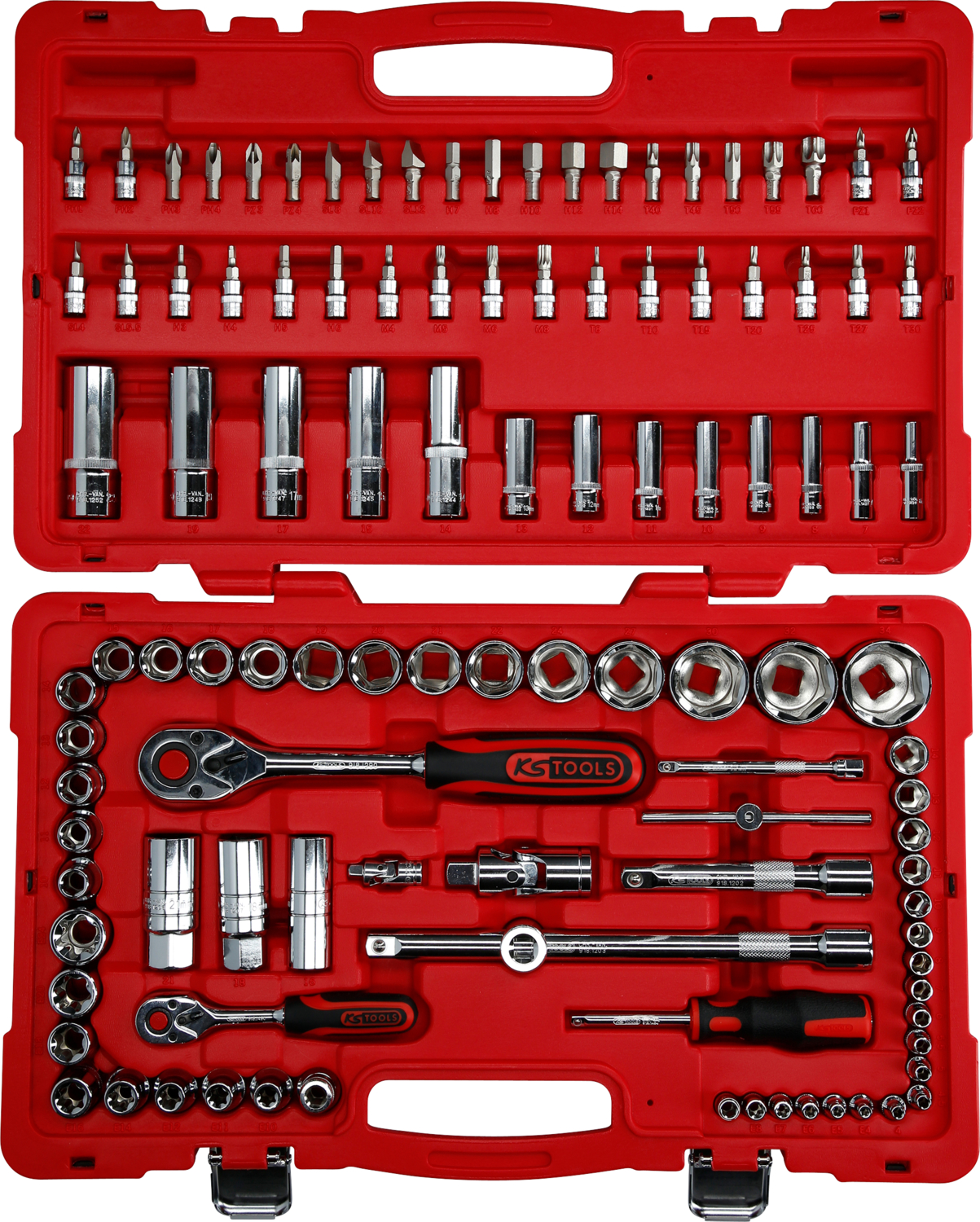 KS Tools 1/4"+1/2" CHROMEplus Steckschlüssel-Satz, 110-tlg