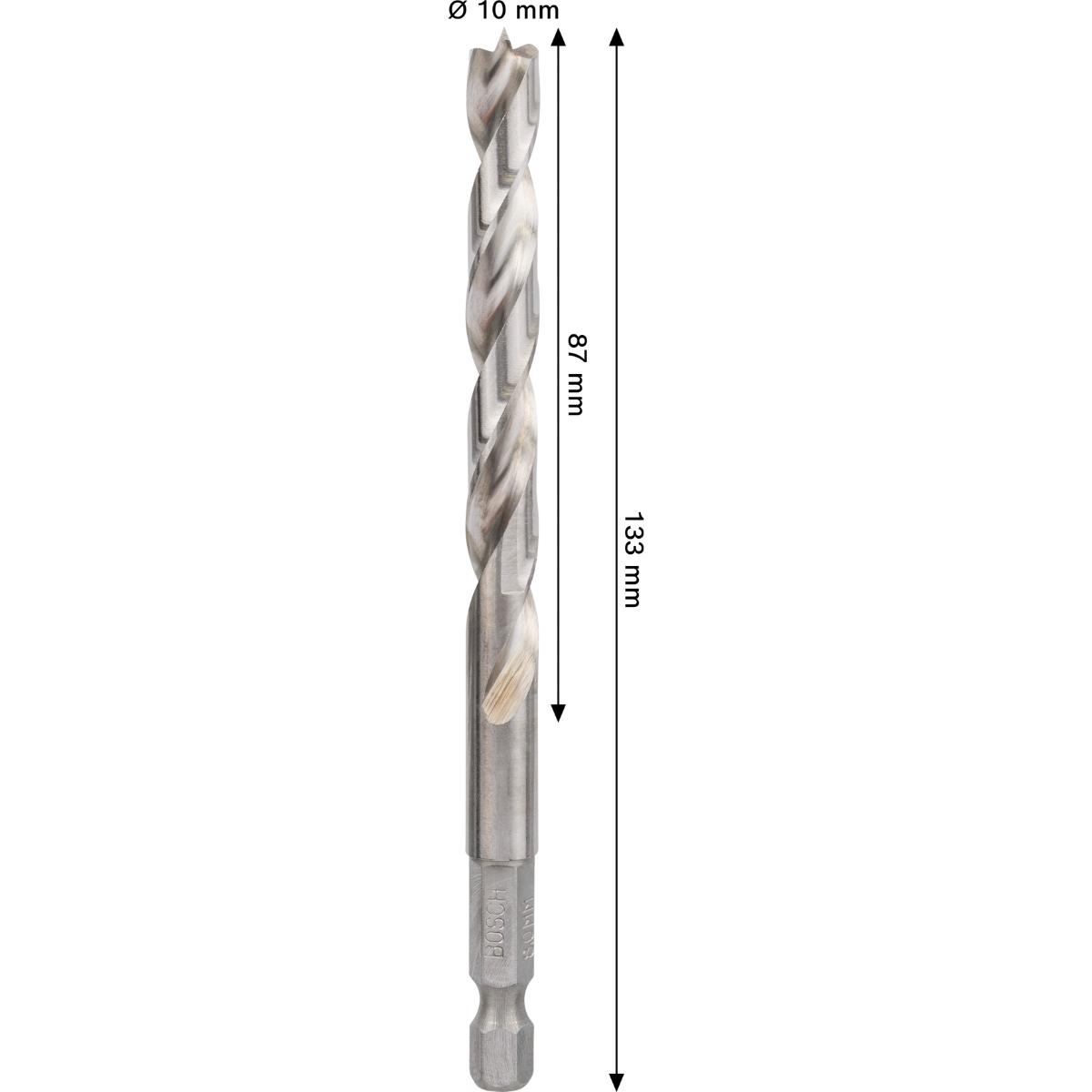 Bosch PRO Wood HSS-Holzspiralbohrer, 10x87x133 mm