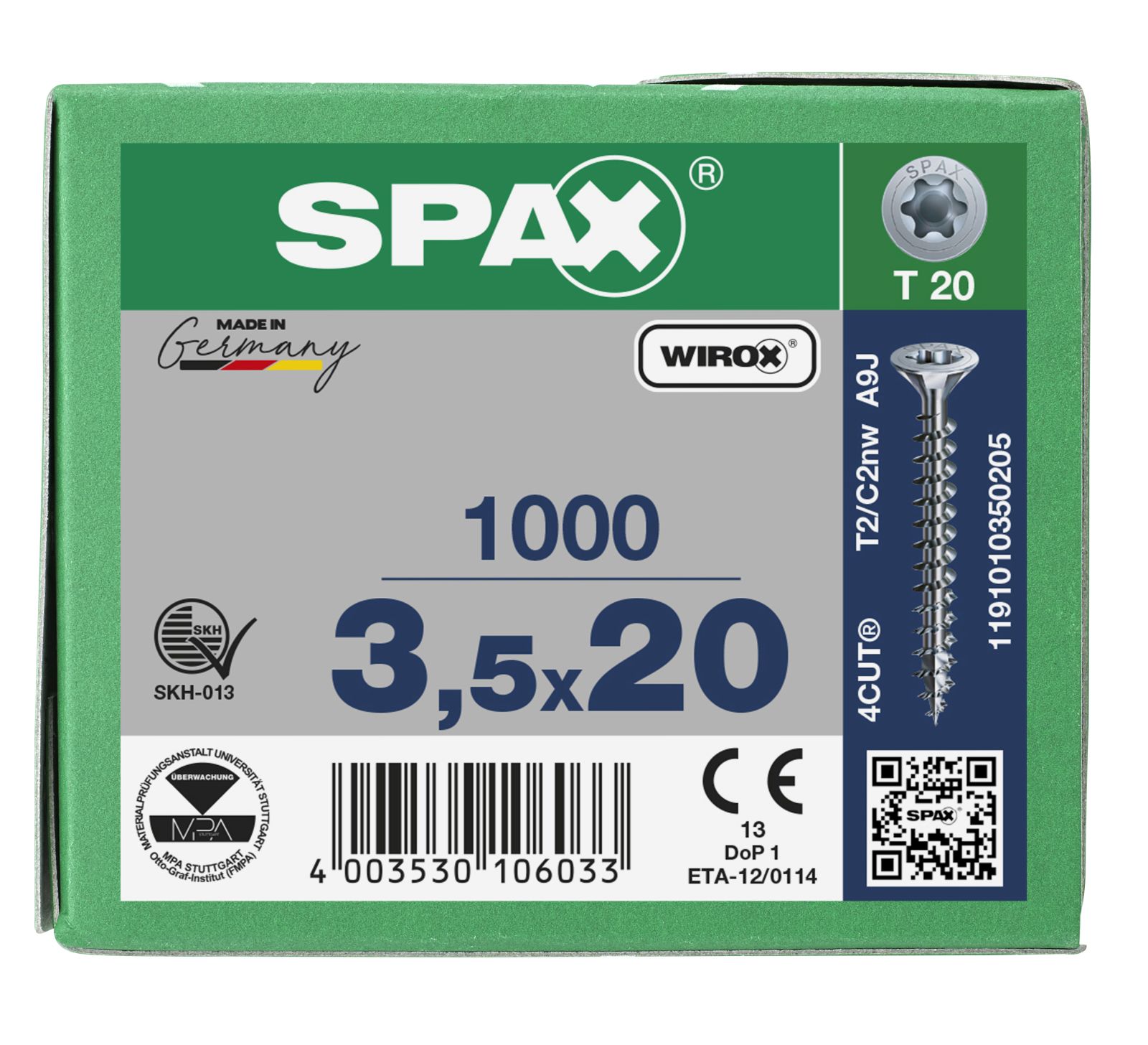 SPAX Senkmultikopf Bremsrippen T-Star Plus T20 Vollgewinde WIROX, 1000 Stück