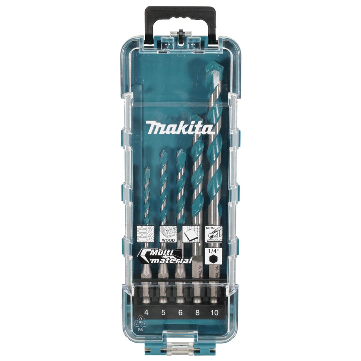 Makita Multibohrer-Set 5-teilig, Ø 4,5,6,8,10 mm, 1/4 Zoll -Sechskant