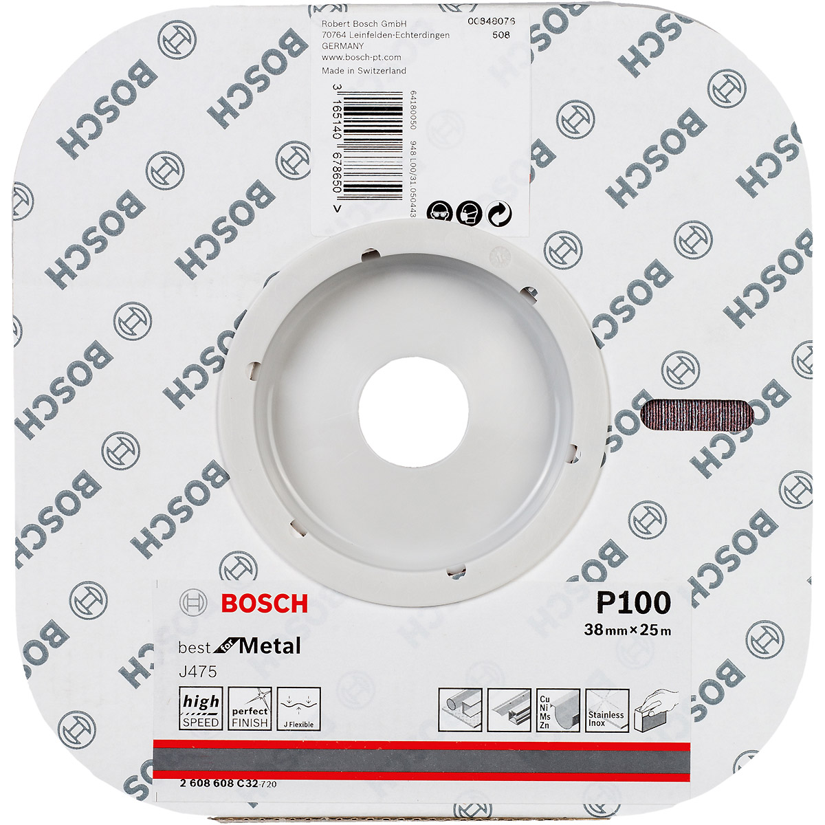 Bosch Schleifrolle J475 Best for Metal, Gewebeschleifrolle, 38 mm x 25 m