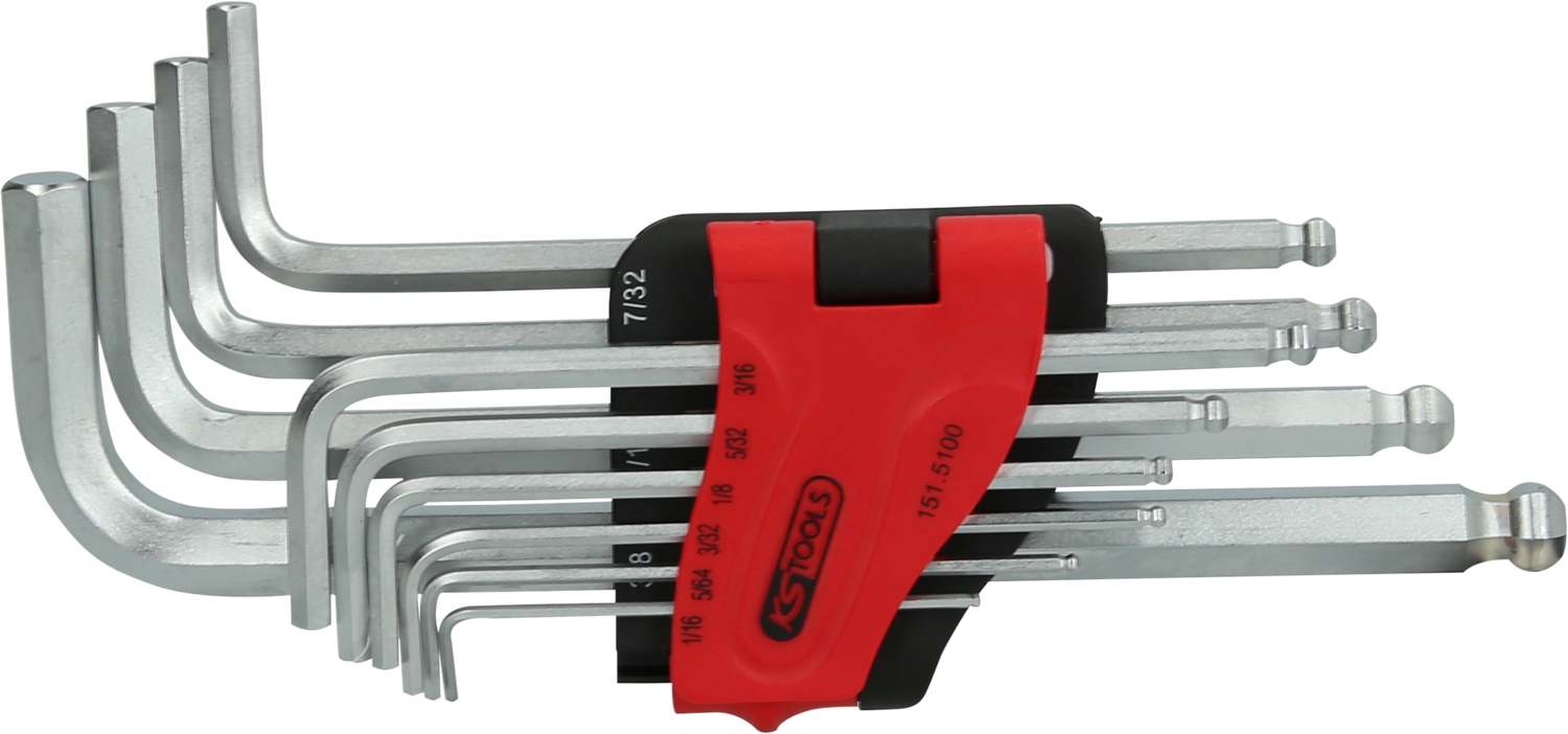 KS Tools Kugelkopf-Innensechskant-Winkelstiftschlüssel-Satz, lang, 10-tlg