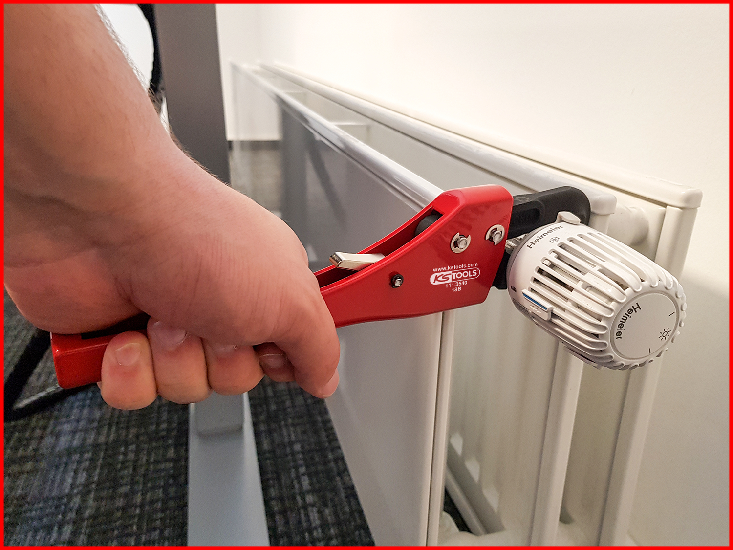 KS Tools Einhand-Ratschen-Rohrzange mit verstellbarem Kopf 