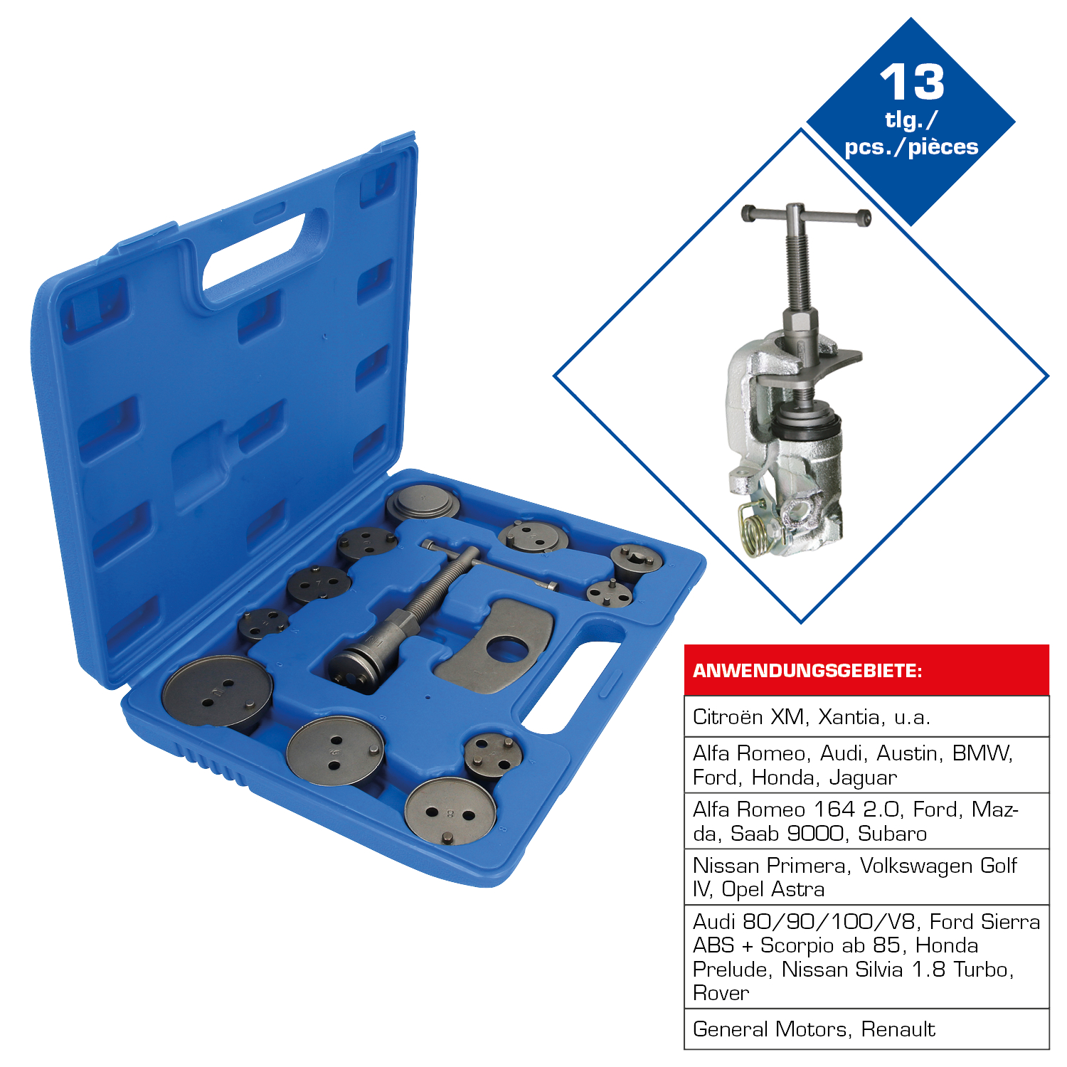 Brilliant Tools Universal-Bremskolben-Rückstellwerkzeug-Satz, 13-tlg - BT701000