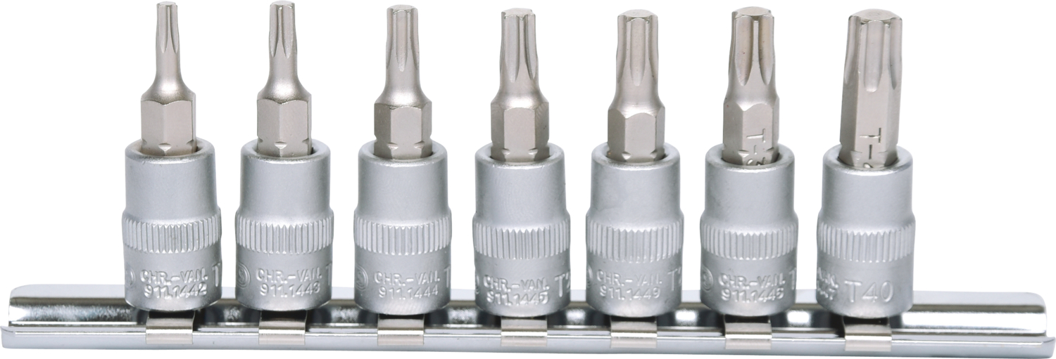 KS Tools 1/4" Bit-Stecknuss-Satz Torx, 7-tlg, T10-T40