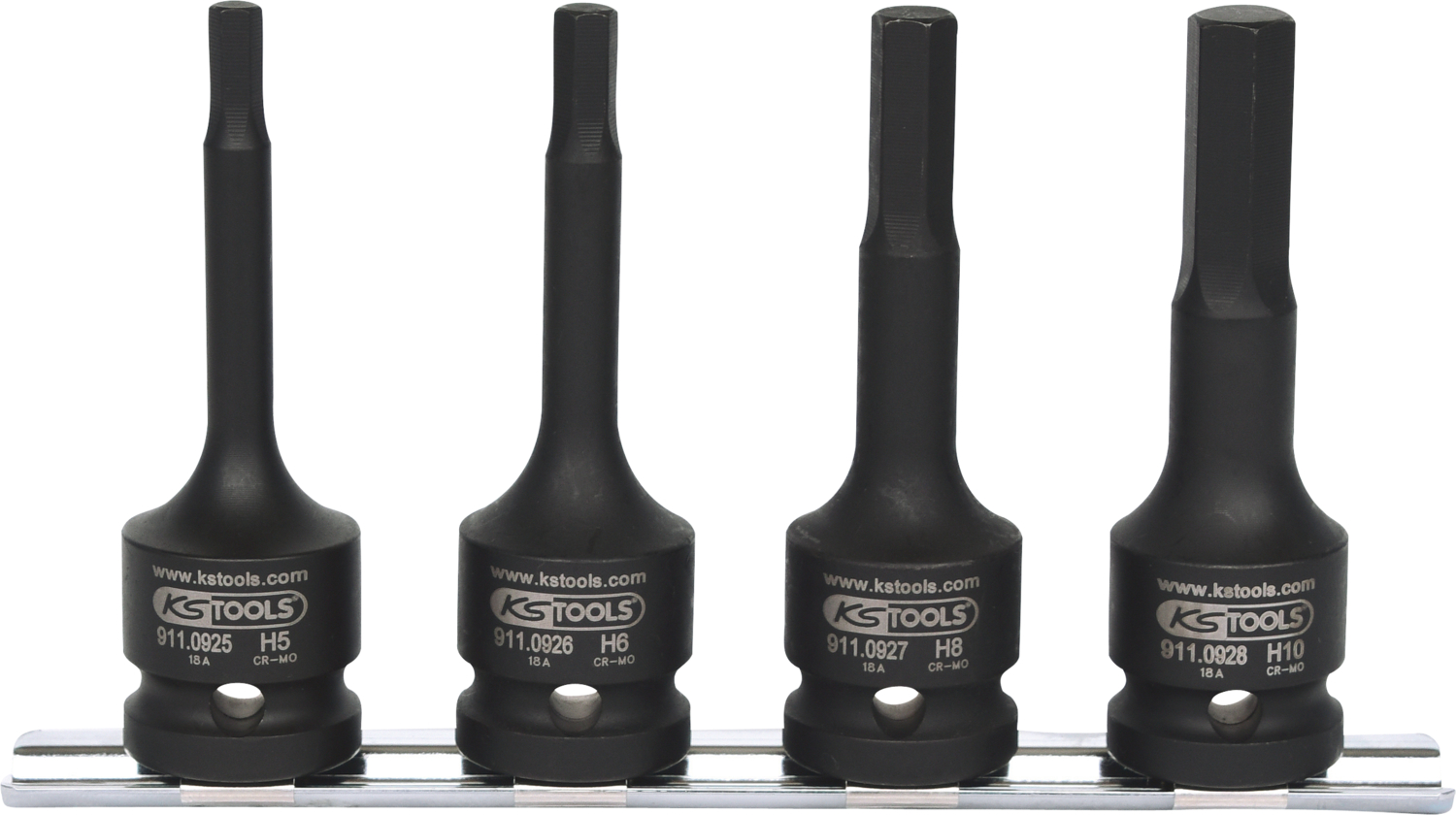 KS Tools 1/2" Kraft-Bit-Stecknuss-Satz, lang, 4-tlg